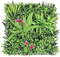 Vista 29 de E&K Panel de valla de plantas artificiales de 20 x 20 pulgadas, hojas sintéticas, césped, panel de privacidad para interiores y exteriores