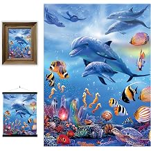3D LiveLife Lenticular Pictures - Seahorse Kingdom from Deluxebase. 12x16in Unframed Deep 3D Effect Animal Wall Art for Living Room, Bedroom or Kitchen. Unique Dolphin Print Poster for Home Decor.