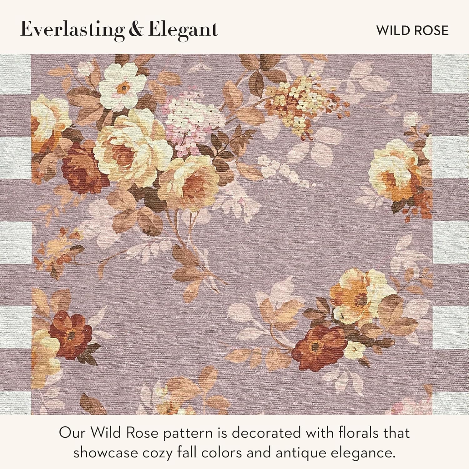 MACKENZIE-CHILDS Washable Rug, Decorative Indoor Rug for Living Room and Kitchen, 2' x 3', Wild Rose Taupe