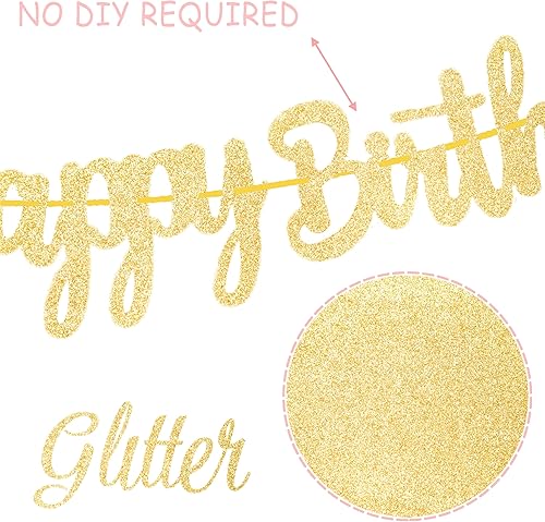 Miniatura 4 de C L cooper life Pancartas de helado de feliz cumpleaños, 2 piezas de decoración temática de helado con purpurina dorada para suministros frescos de