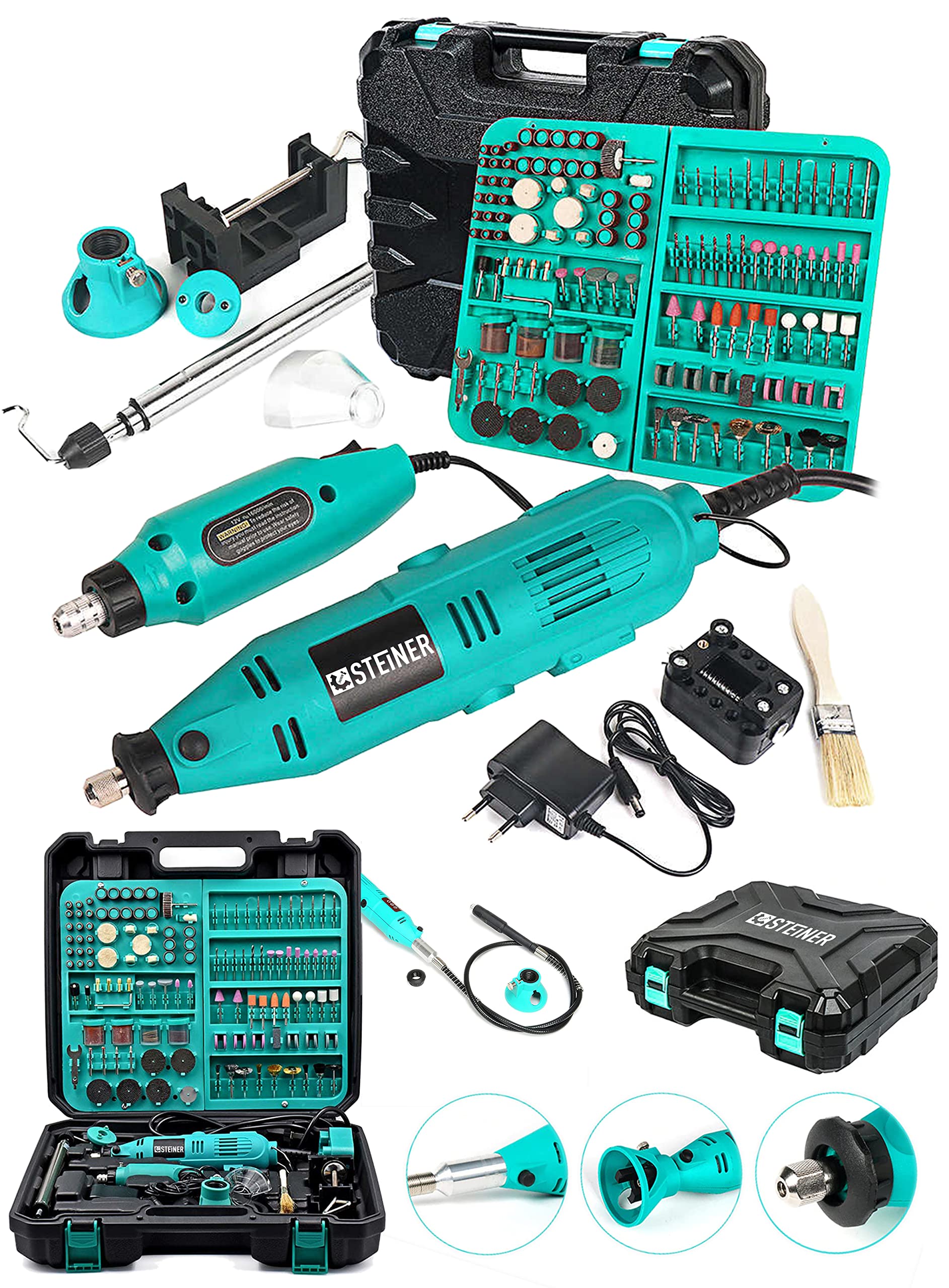Steiner Alman 400 Watt 352 Parça 6 Kademe Devir Ayarlı Hobi Gravür Seti Mini Taşlama