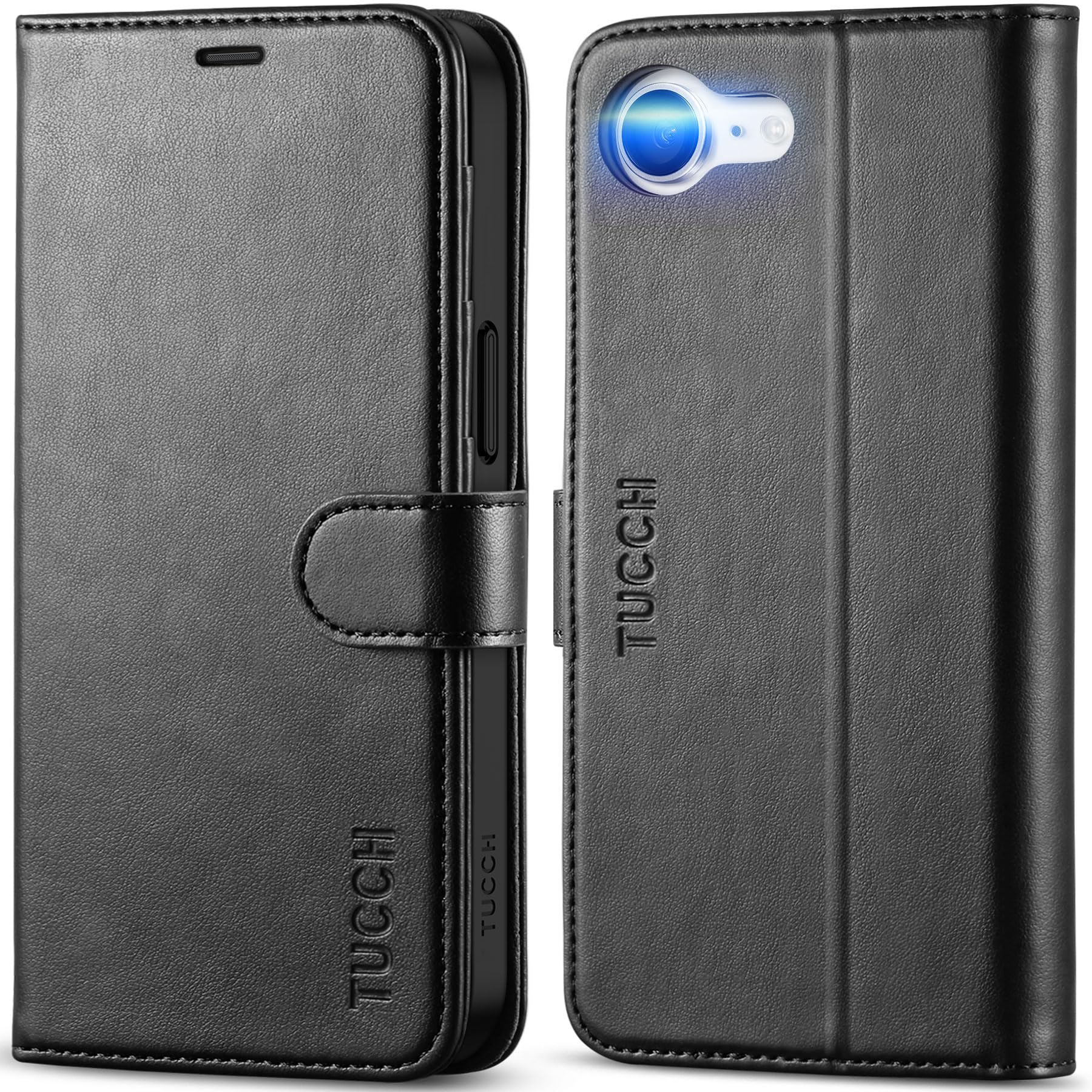 TUCCH Custodia per iPhone 17e, Cover Portafoglio per iPhone 16e [RFID Blocking] Custodia Pelle Sintetica TPU Antiurto, Supporto Slot Schede Protezione Integrale per iPhone 17e/16e 5G (6,1") - Nero