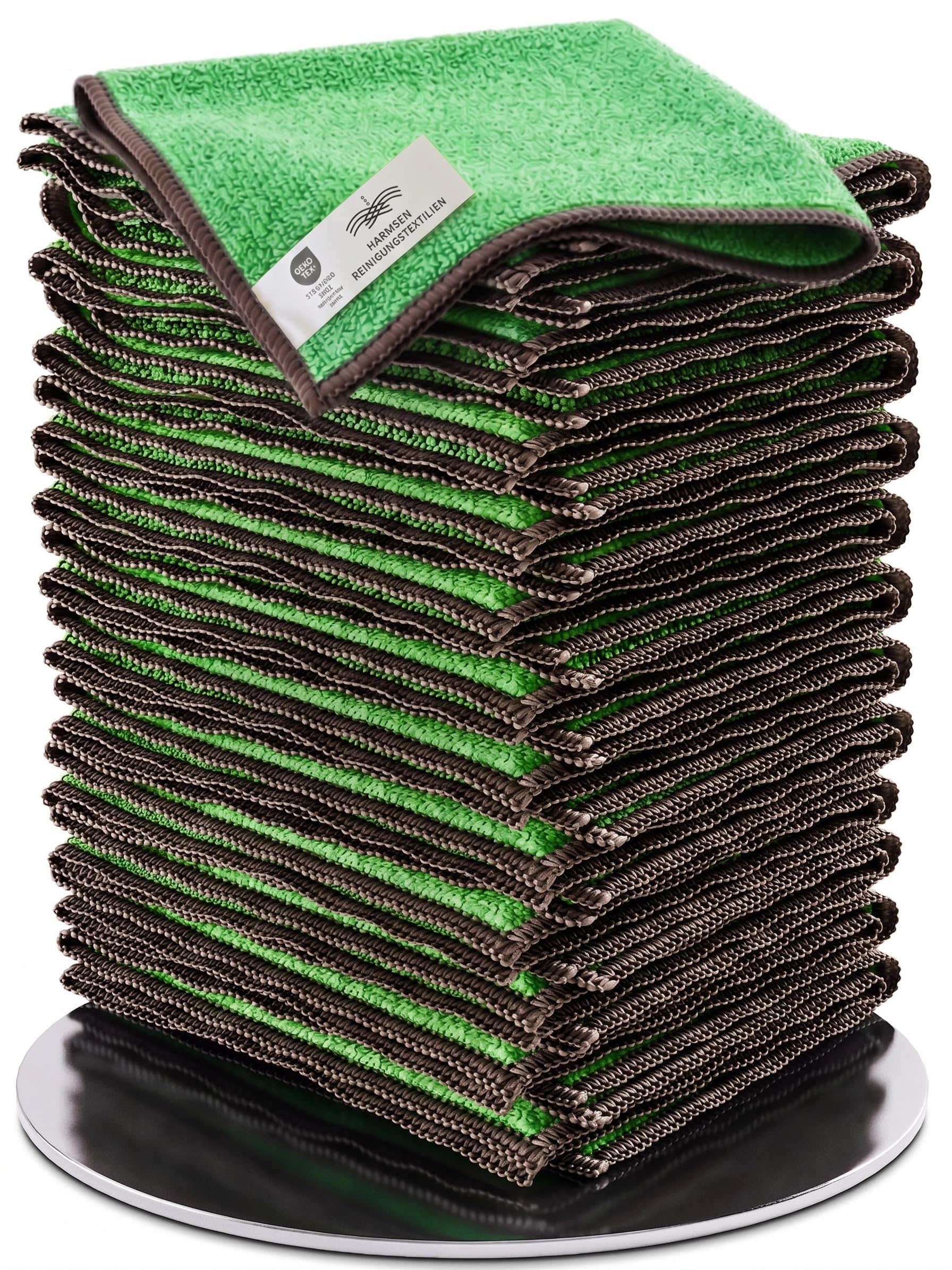 Panni in microfibra per cucina, bagno, casa e auto, panni per la pulizia, panni in plastica riciclata, set da 50 pezzi, 40 x 40 cm, verde/grigio