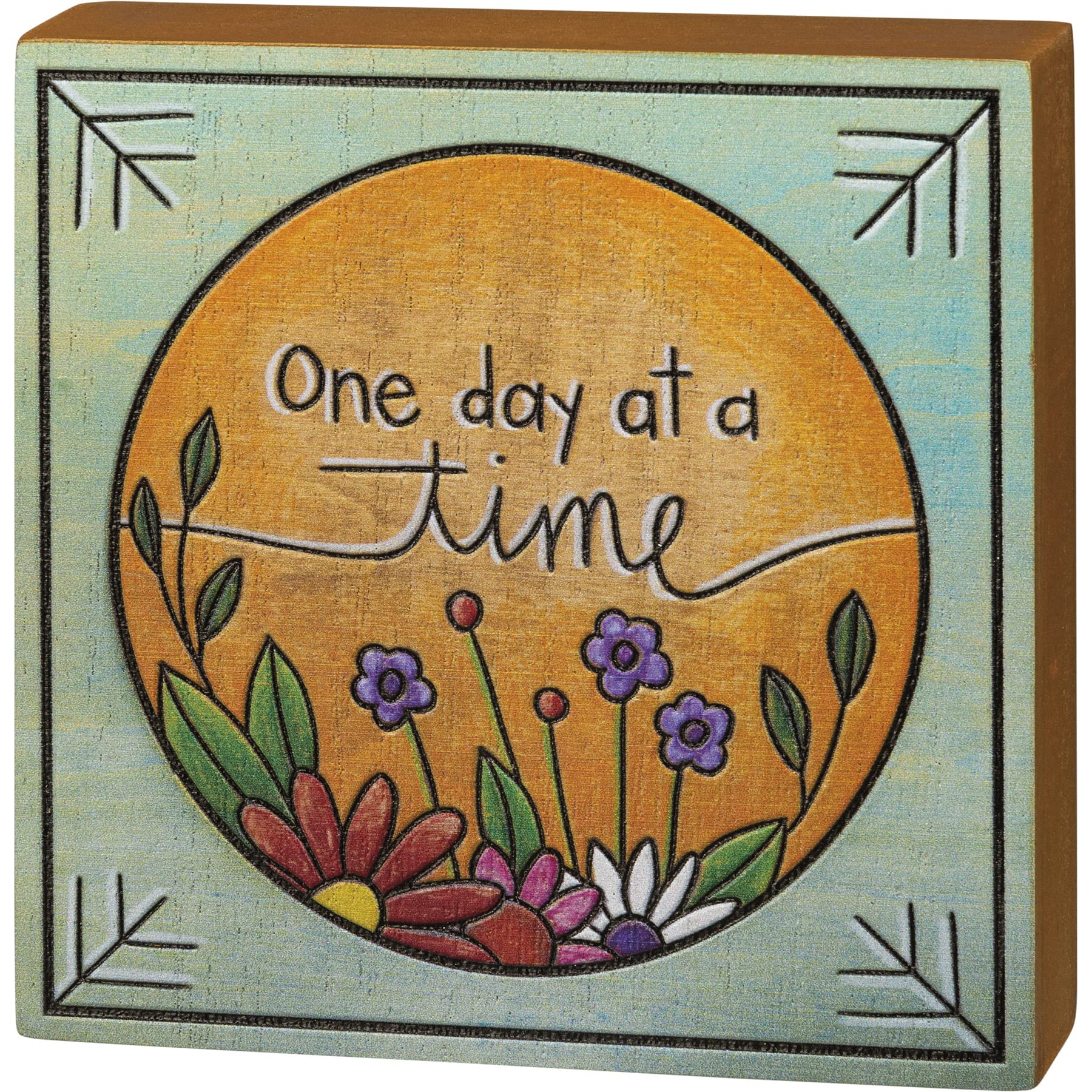 Primitives By Kathy One Day At A Time Block Sign, 4.50" X 4.50" X 1"