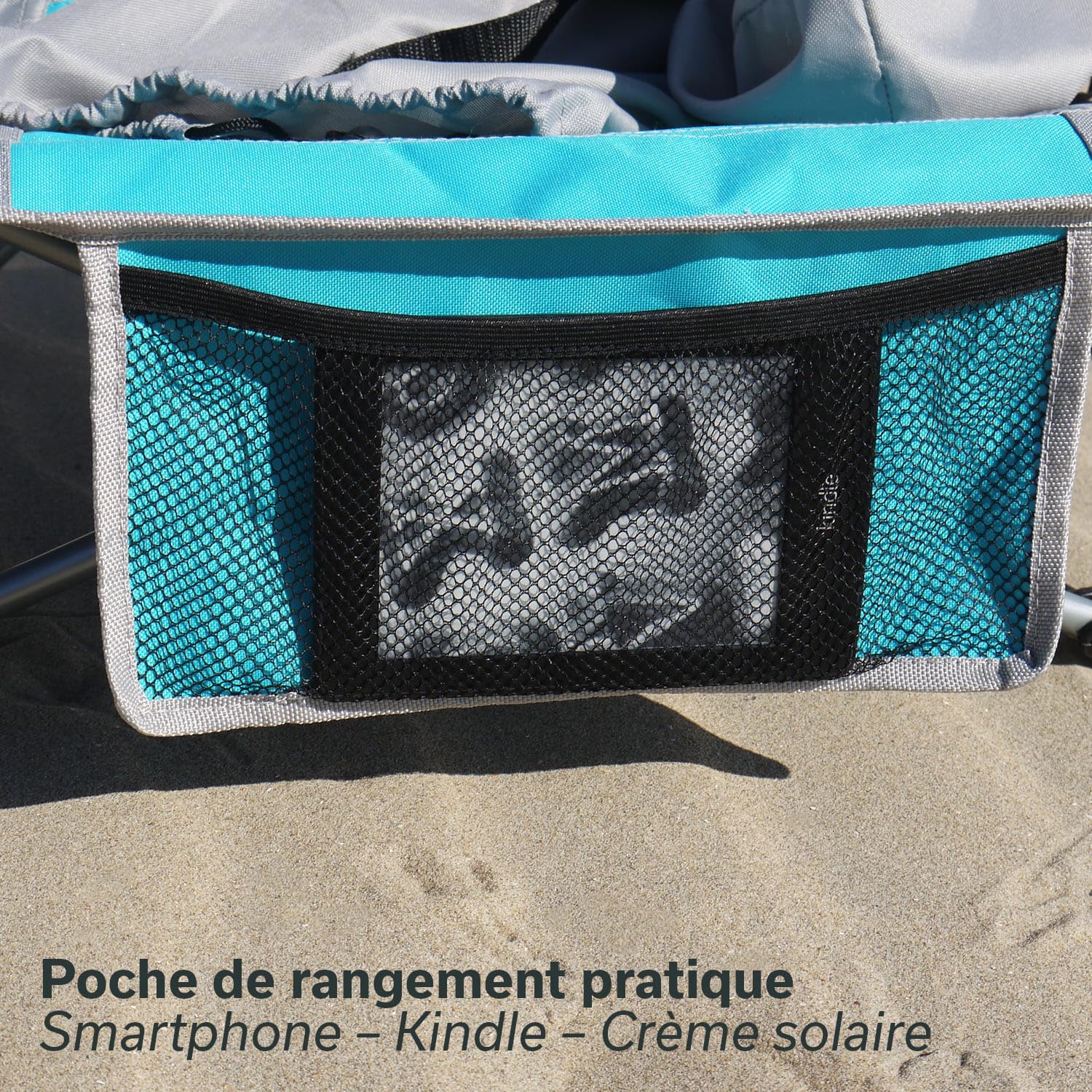 Skandika Chaise de Plage Pliante Beach | Chaise de Plage Confortable avec Mesh Respirant, Porte-Boisson, Basse, Facile à Transporter, Max. 136 kg | Chaise de Camping Pliable, Chaise Longue