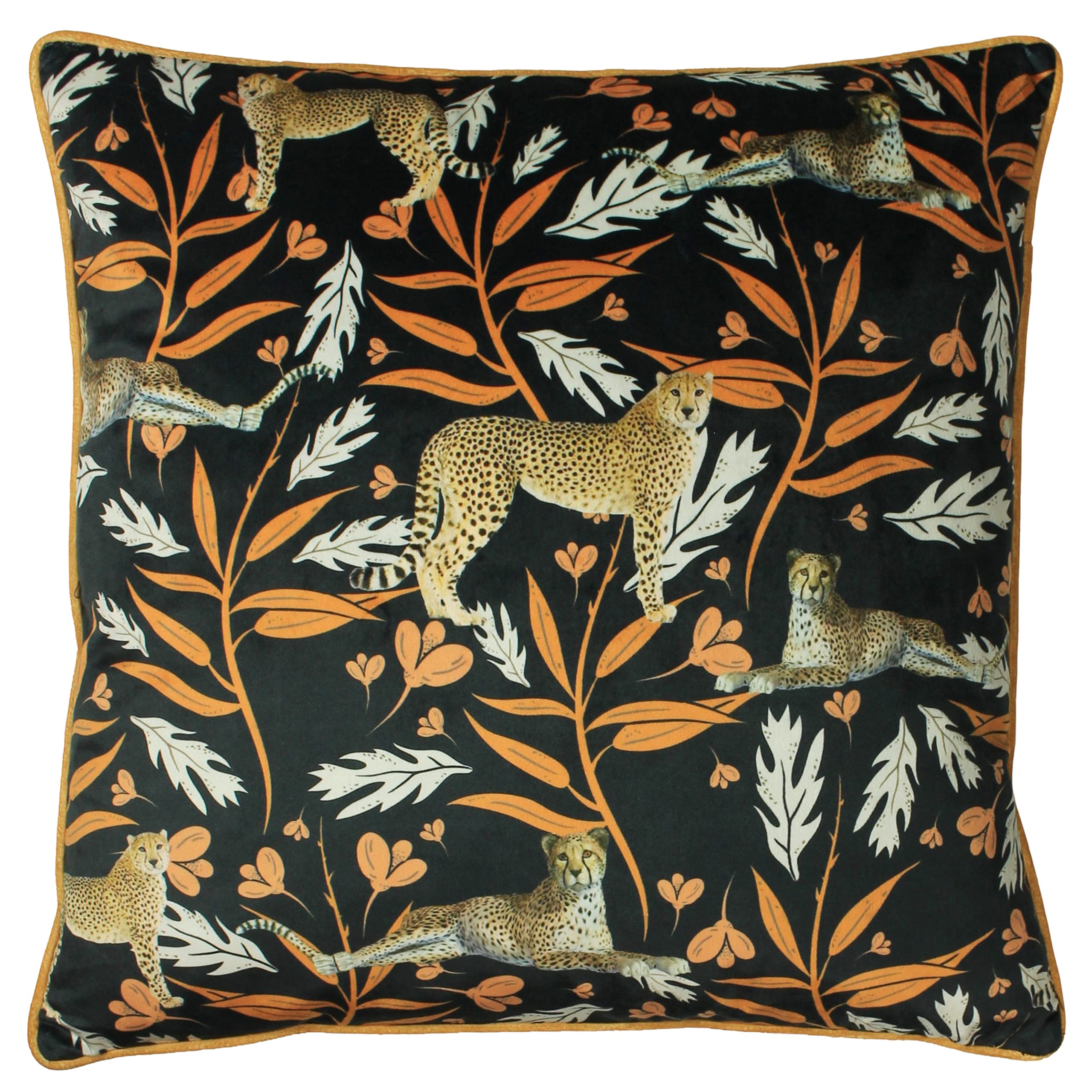 Paoletti Tribeca Leopard Printed Piped Cushion Multi Extra