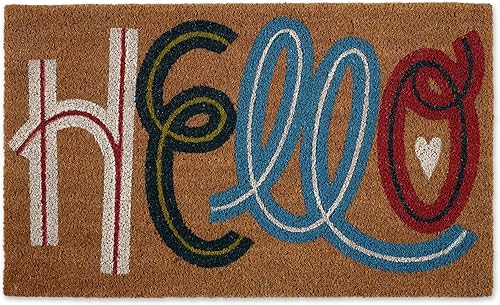 DII Felpudo de fibra de coco natural, divertido tapete de felicitación, 17 x 29, flores de mariposa