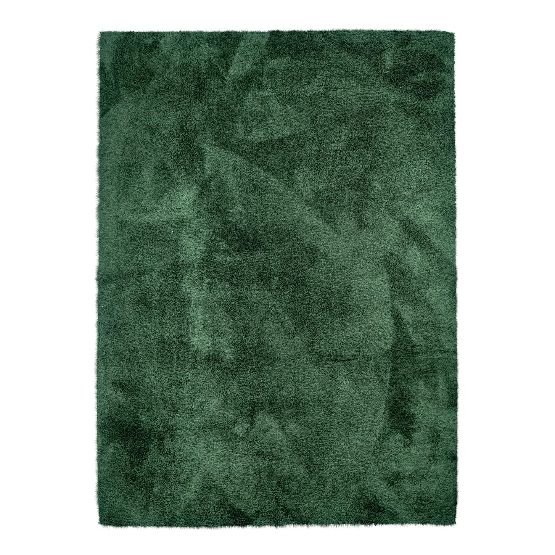 Dywan 100 x 310 cm butelkowa zieleń Plush - sztuczne futro z krótkim włosiem - miękki do salonu, sypialni i pokoju dziecięcego