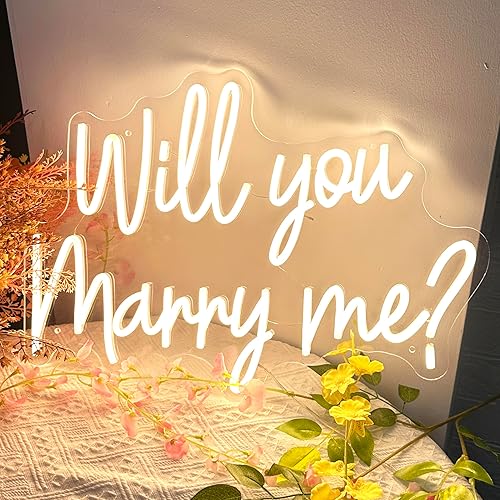 Letreros de neón con texto en inglés Will You Marry Me para propuesta de boda, letrero grande de neón LED, decoración para compromiso, fiesta de