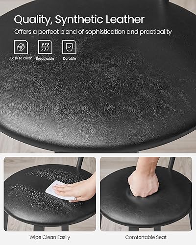 Miniatura 5 de VASAGLE Taburetes de bar, juego de 2 taburetes de desayuno tapizados de poliuretano, taburetes de bar de 29.7 pulgadas con respaldo y reposapiés,