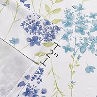 Vista 3 de Cortinas de cocina con estampado floral azul de 24 pulgadas de largo, cortinas de café de acuarela para cocina, tratamiento de ventana de baño