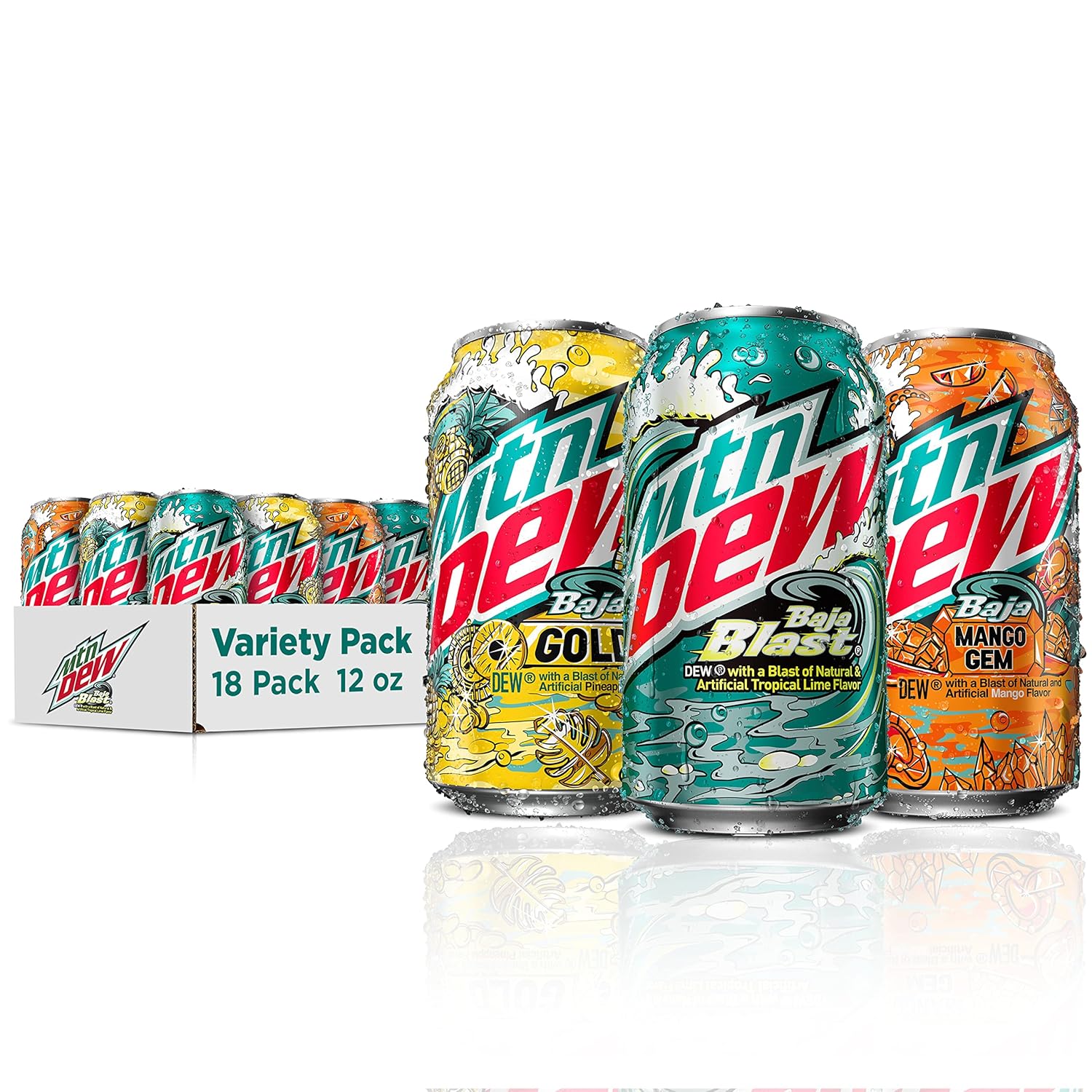 Mountain Dew Variety Pack: Dew, Major Melon, Spark (Rasp Lemonade) 12oz 18pk