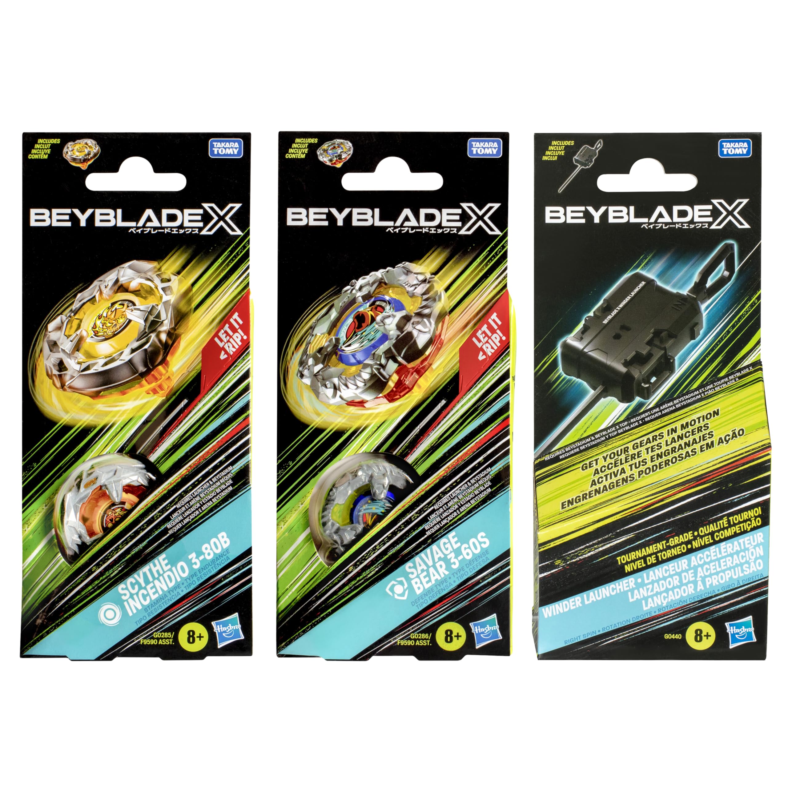 Amazon.com: Beyblade X Scythe Incendio 3-80B, Savage Bear 3-60S