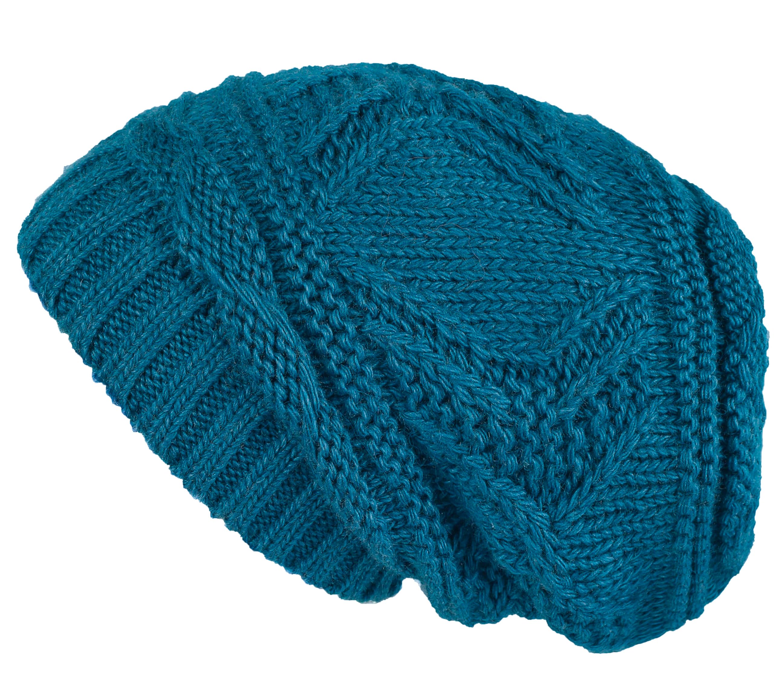 Lilax Knit Slouchy Oversized Soft Warm Winter Beanie Hat Peacock Blue