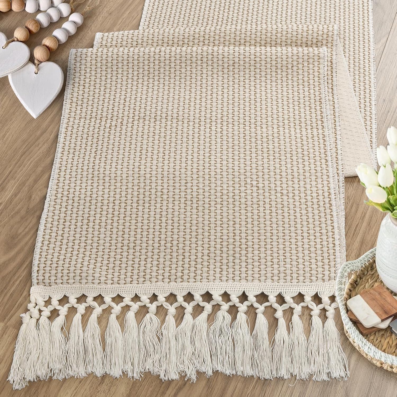 Boho Fall Table Runner, Farmhouse Coffee Table Runner 72
