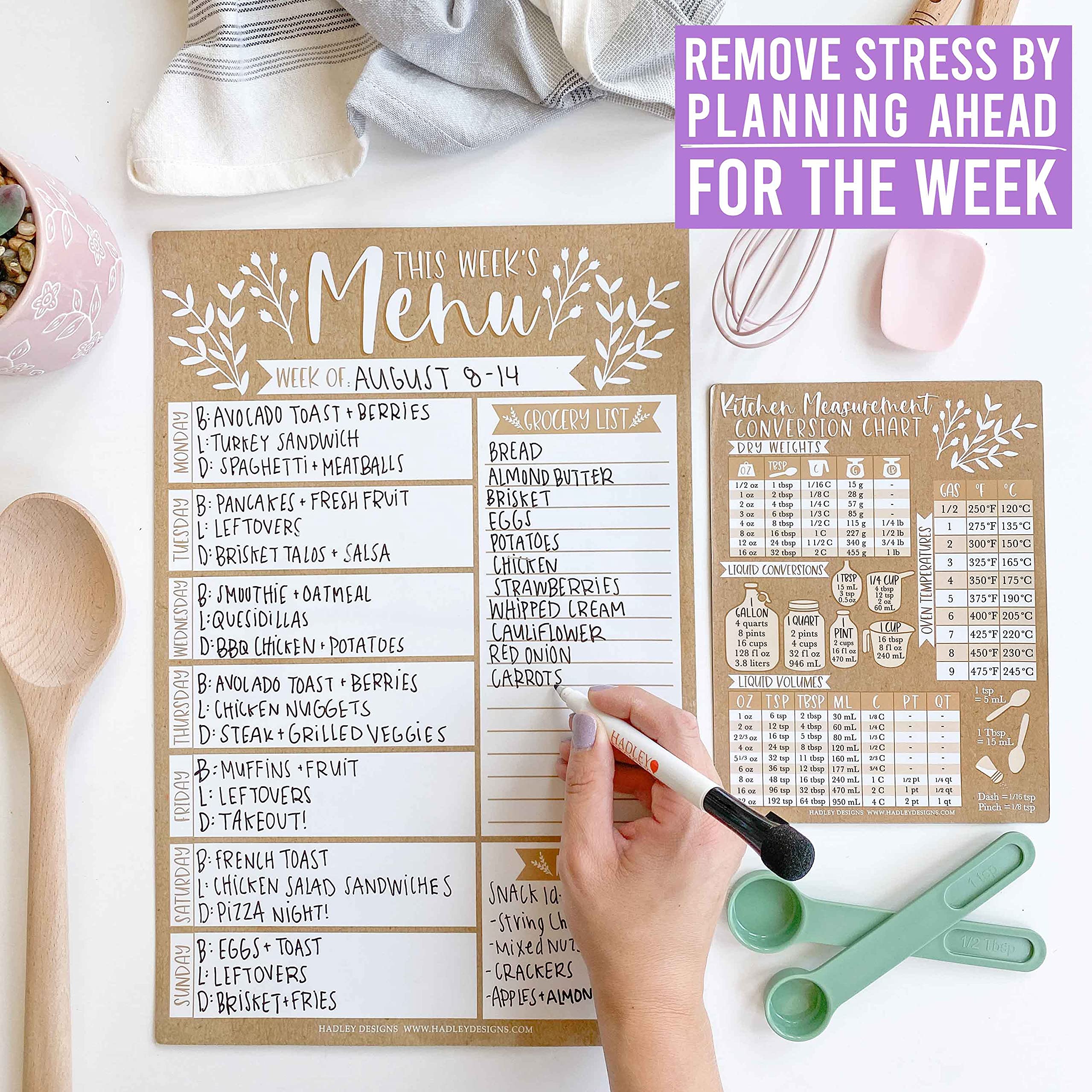 Meal Planner for Refrigerator Rustic Weekly Menu