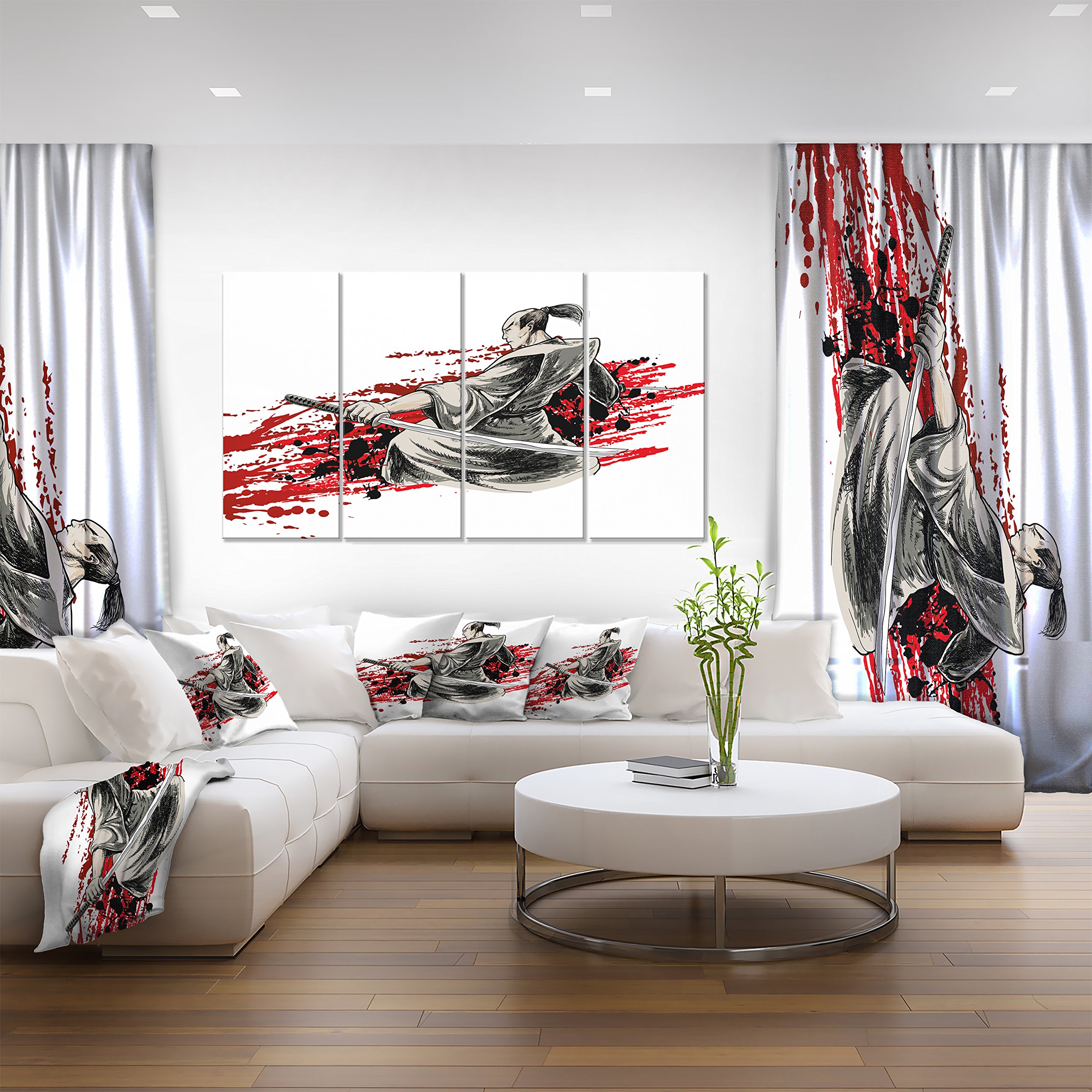 illustration 2020 他 Designart Japan Warrior – Japanese Canvas Artwork-48x28-4 Piece