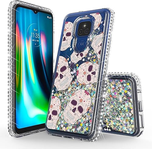 Funda de arena líquida compatible con Moto G Play 2021 (6,5 "), con purpurina líquida flotante brillante brillante transparente caso de diamante,