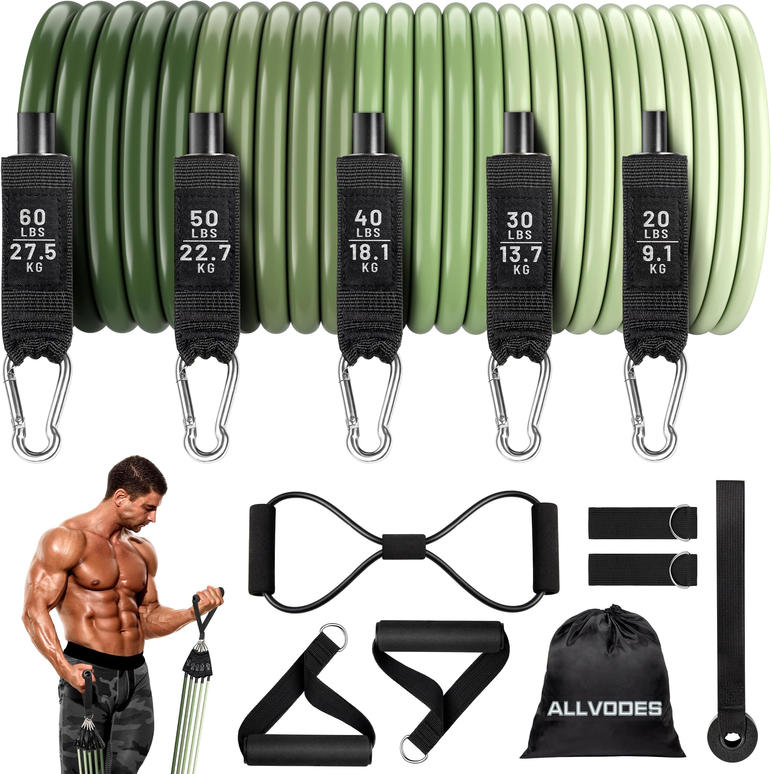 Resistance Bands, Resistance Band Set, Workout Bands, Exercise Bands for Men and Women, Exercise Bands with Door Anchor, Handles, Legs Ankle Straps for Muscle Training, Physical Therapy, Shape Body