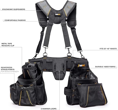 Miniatura 2 de ToughBuilt - Soporte de suspensión Pro Carpenter con bolsillos - Resistente, de lujo, calidad premium, duradero - Tamaño ajustable - (TB-302-6)