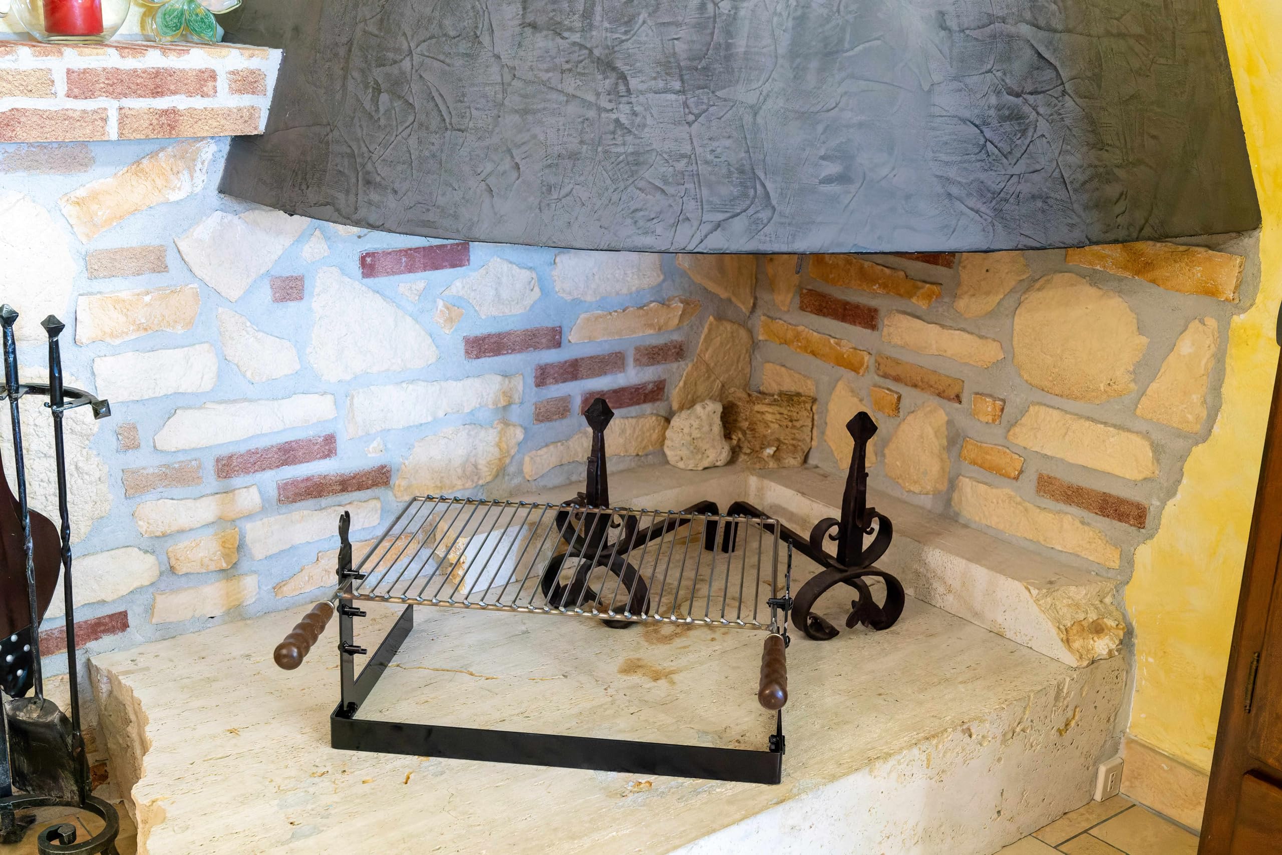 Griglia per barbecue e camino graticola acciaio inox 18/10 regolabile in altezza dim. 60x45x20 cm