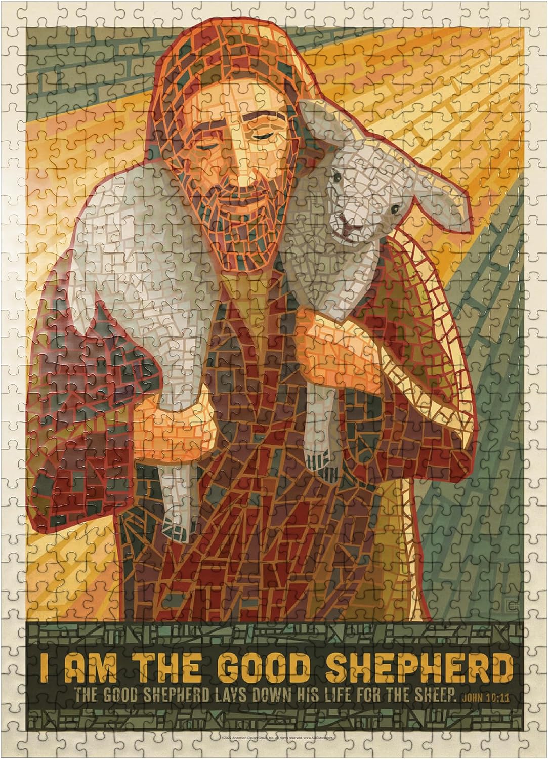 MyPuzzle Jesus: The Good Shepherd, Vintage Poster - Premium 1000 Piece Jigsaw Puzzle for Adults