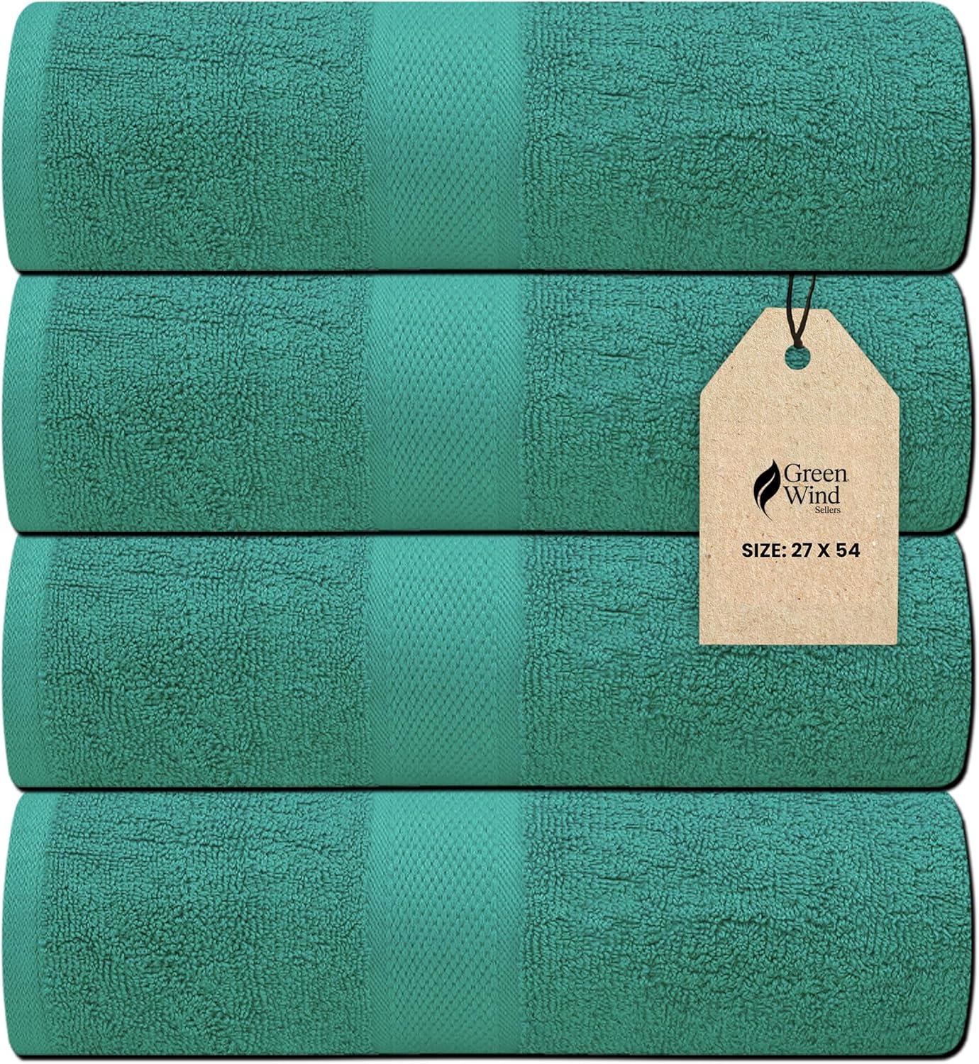Luxury Bath Towels - 4 Pack Ultra Soft and Absorbent Cotton Bath Towels for Bathroom, Spa, and Hotel Use - Quick-Dry and Durable Towels Set 27x54'' (Dark Green)