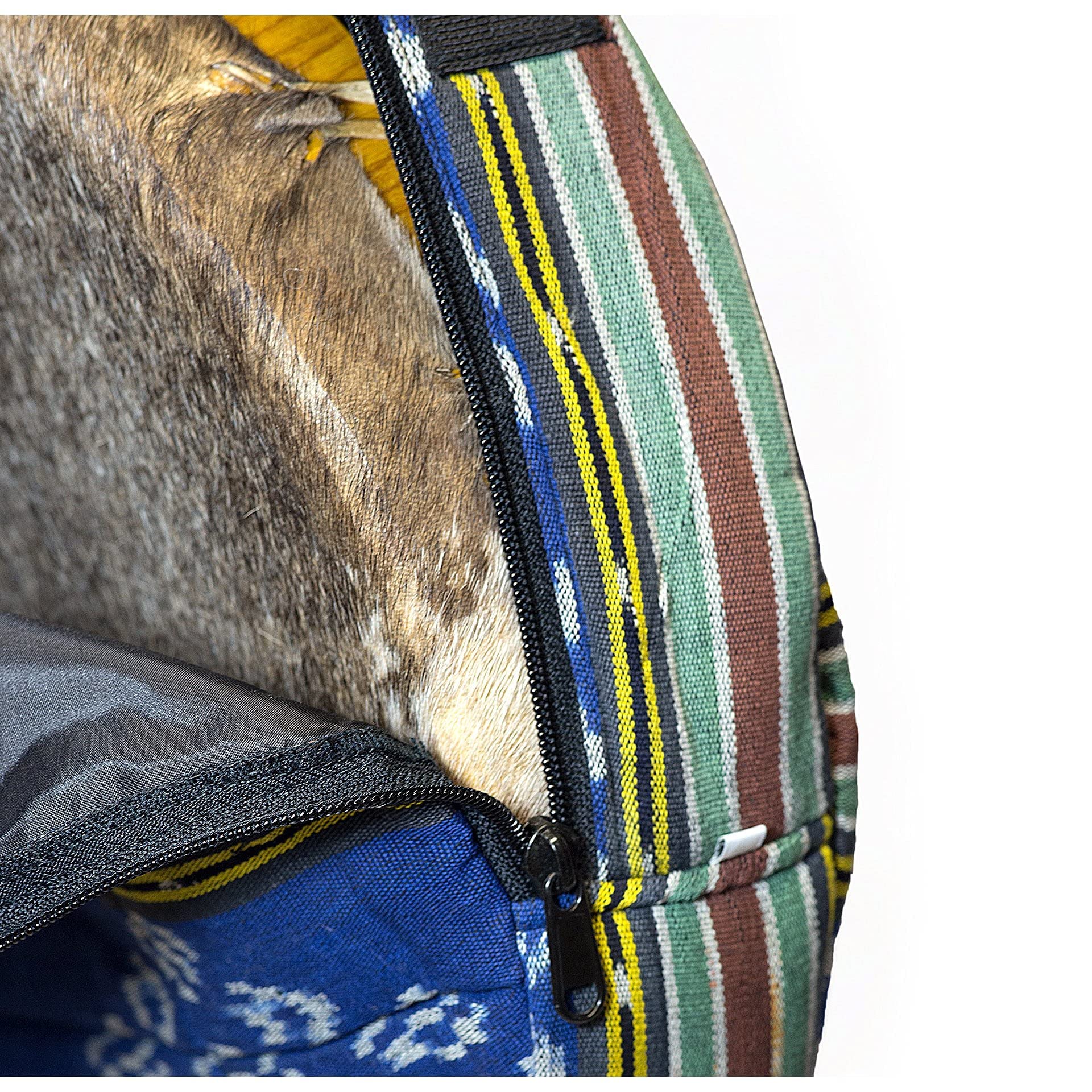 Shamandrum Tasche ROT Töne aus Ikat-Webstoff Ø 60 cm für Schamanentrommel - im MYSEVENDO Set - Rund Ritual Drum Trageriemen Trommeltasche