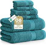 White Bath Towels for Bathroom Set-100% Cotton 6 PC Bathroom Towels, Super Soft Hotel Collection Bath Towels Set - 2 Bath Towel Set, 2 Hand Towel, 2 White Washcloths - White Towels Bathroom Sets