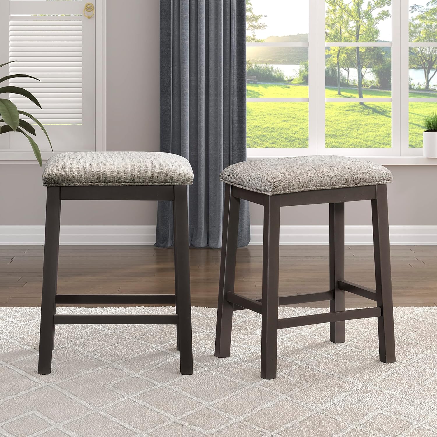 Lexicon Mabury Counter Height Stool (Set of 2), Gunmetal Gray