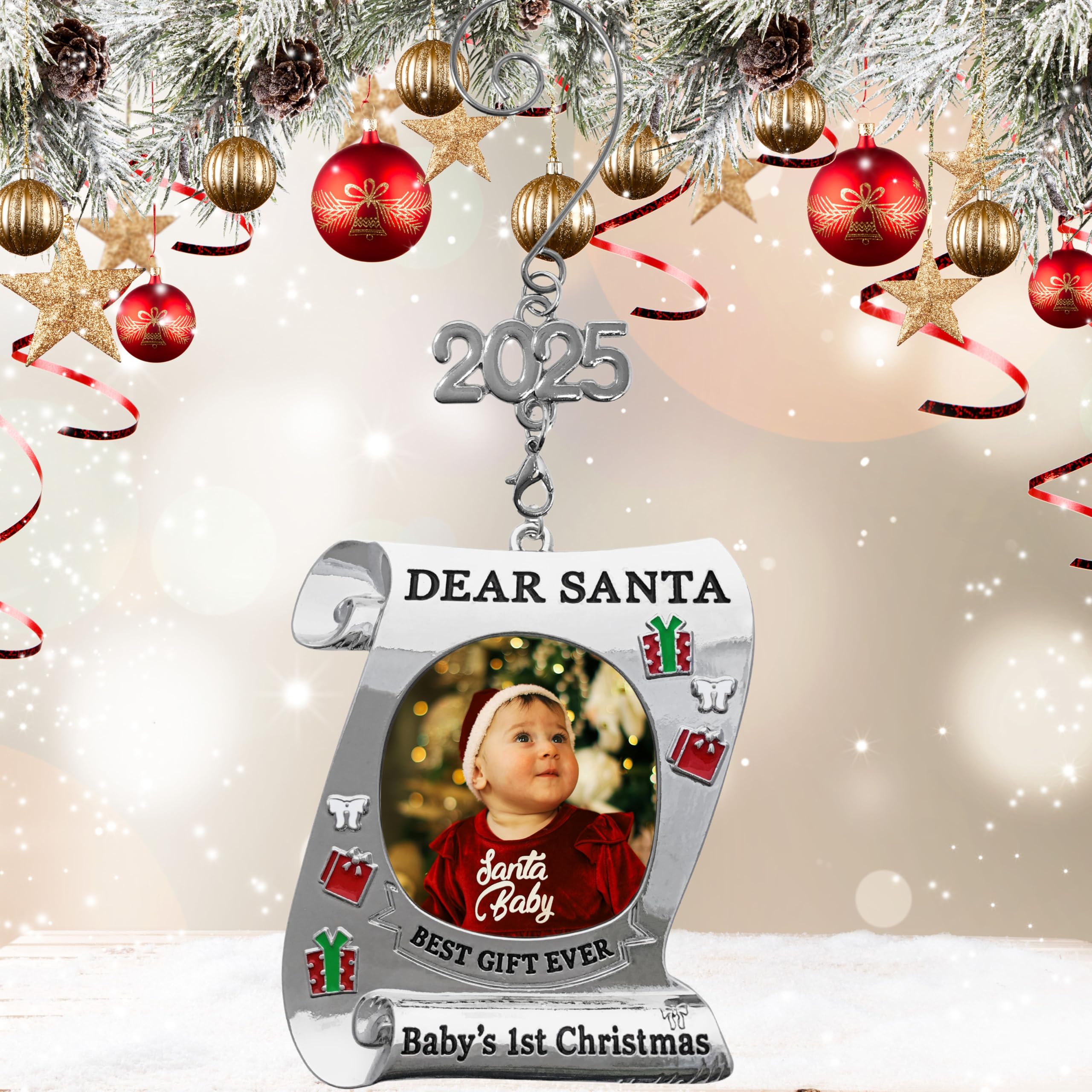 Amazon.co.jp: 赤ちゃんの初めてのクリスマスフォトオーナメント2個
