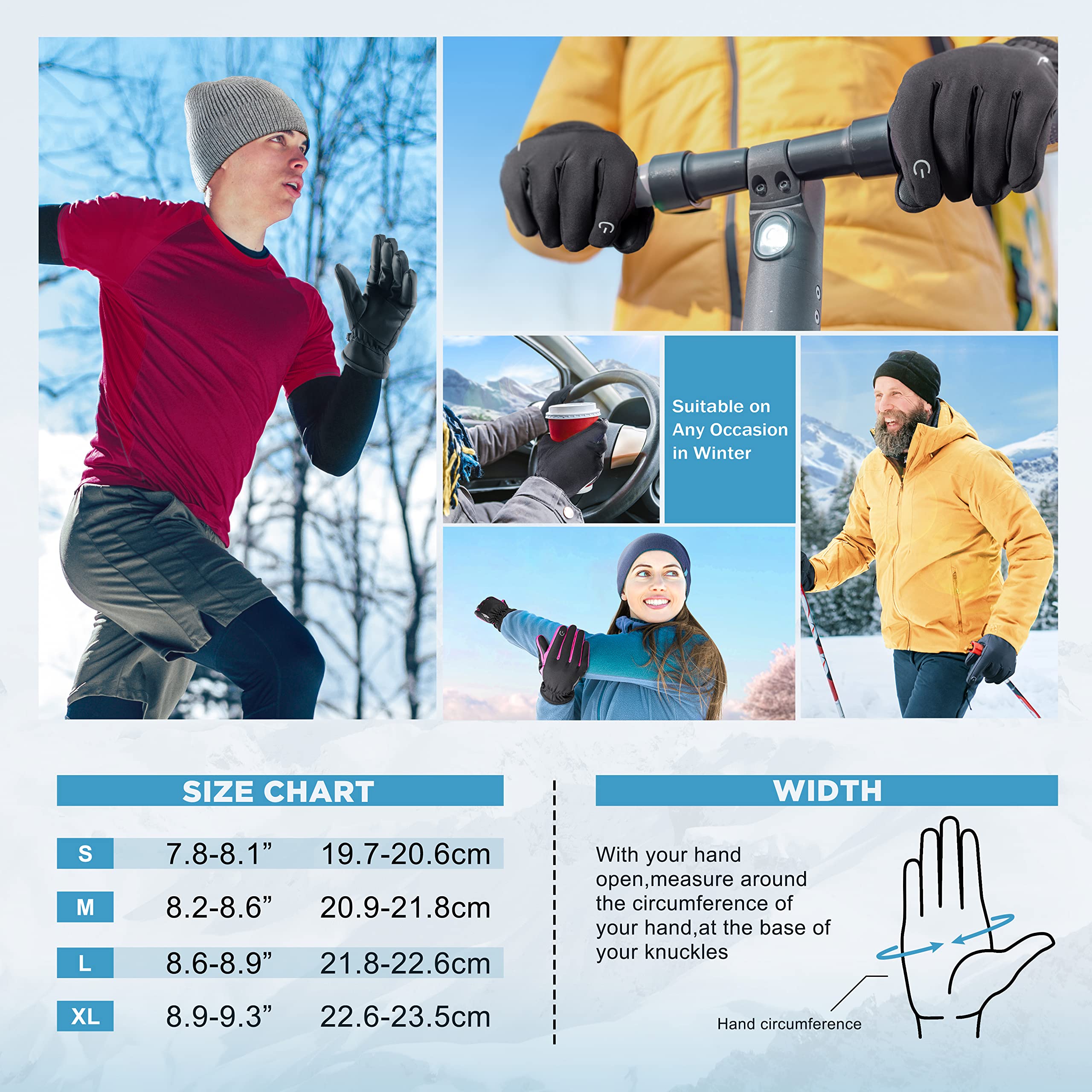 Ski Gloves RIVMOUNT Winter Gloves Touchscreen, Windproof
