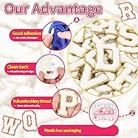 Vista 3 de Parches de letras autoadhesivas blancas: Parche bordado con apliques de letras universitarias de chenilla