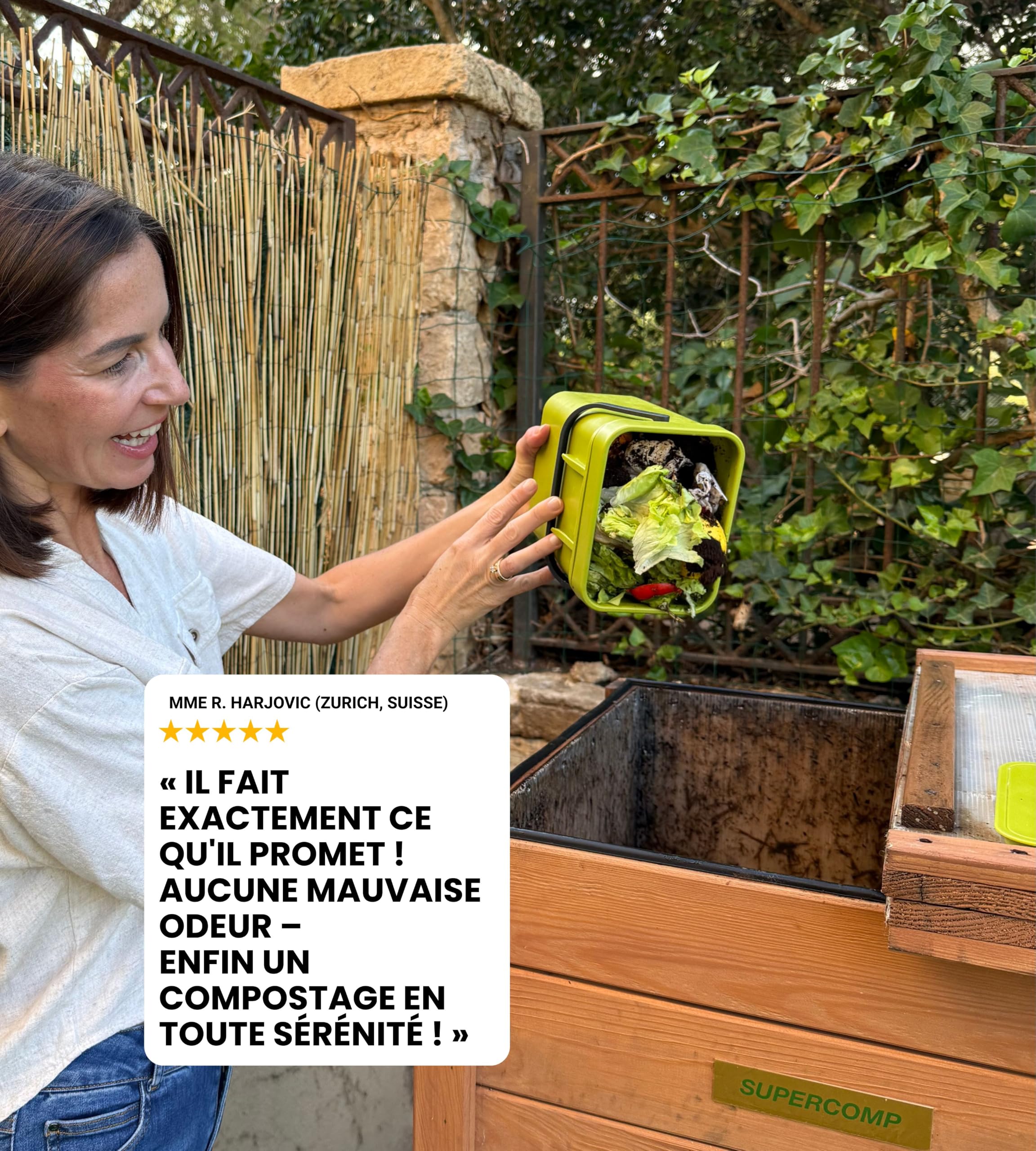 Bac à Compost en Bois 340 L – sans Odeurs, sans Brassage, Aération Verticale, Protection Anti-Nuisibles, avec Plaque de Fond