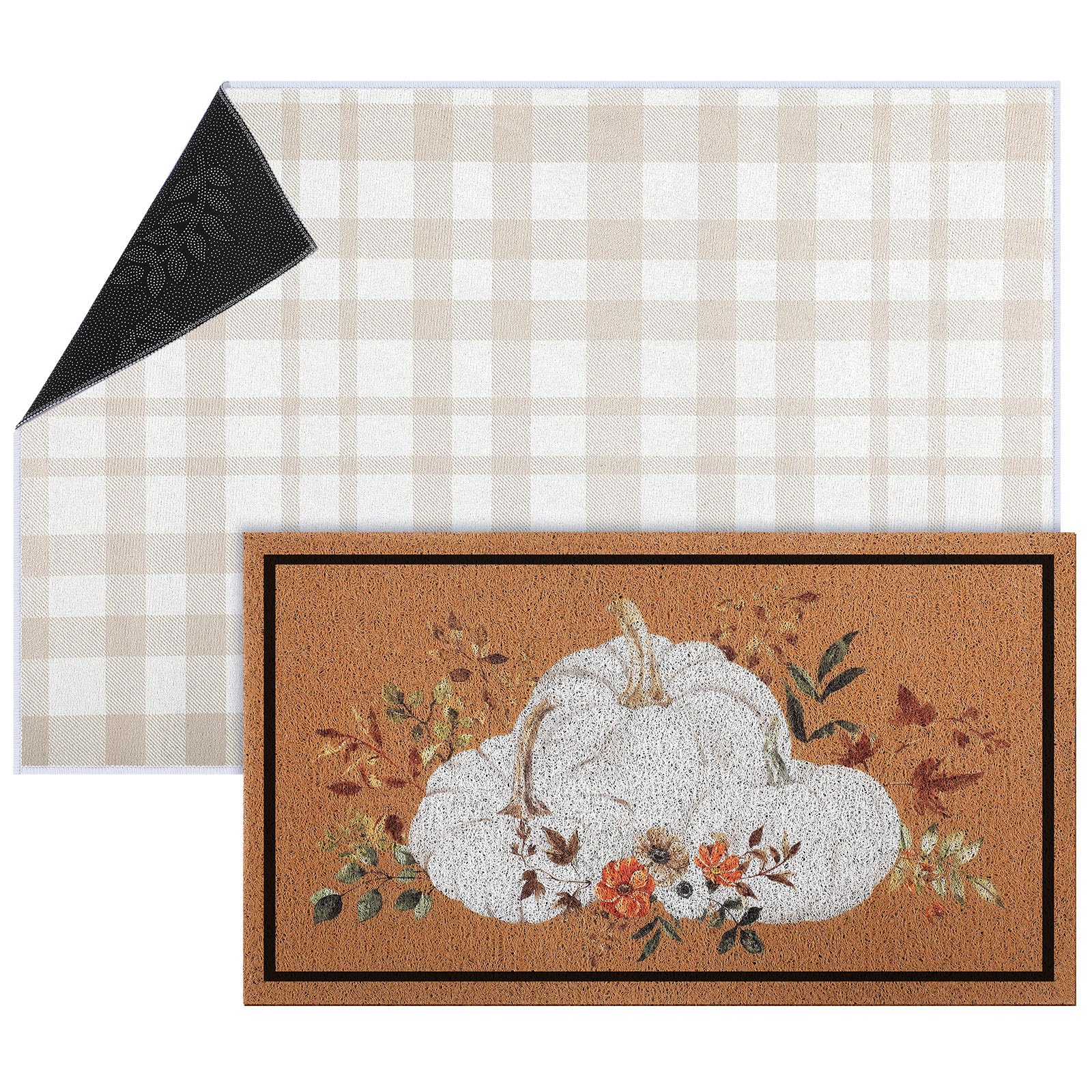 Amazon.com: Tinideya 2 Pcs Fall Doormat Neutral Pumpkin Front Door