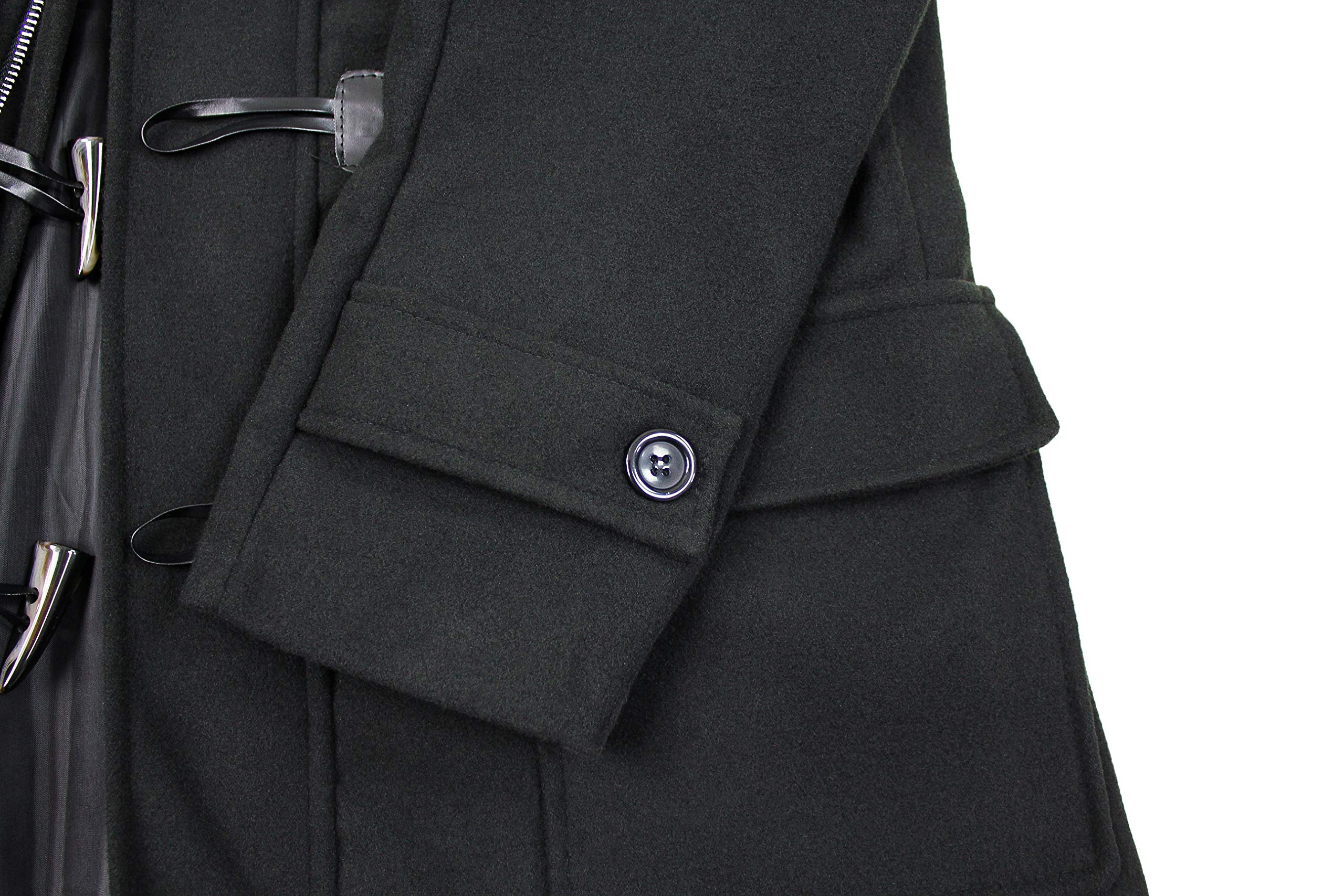 Evoga Cappotto Montgomery uomo nero con cappuccio Giacca invernale con bottoni Alamaro
