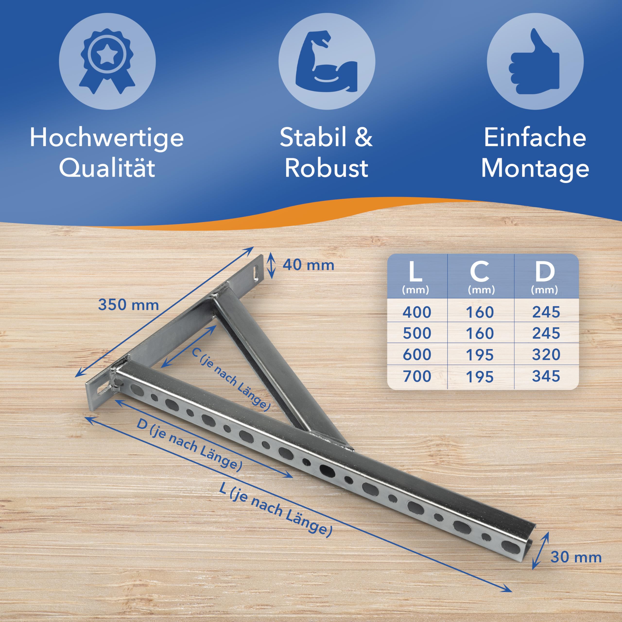 Schienenkonsole 400 bis 700 mm Wandträger Auslegerkonsole Schwerlastträger Träger (400 mm) von swettews