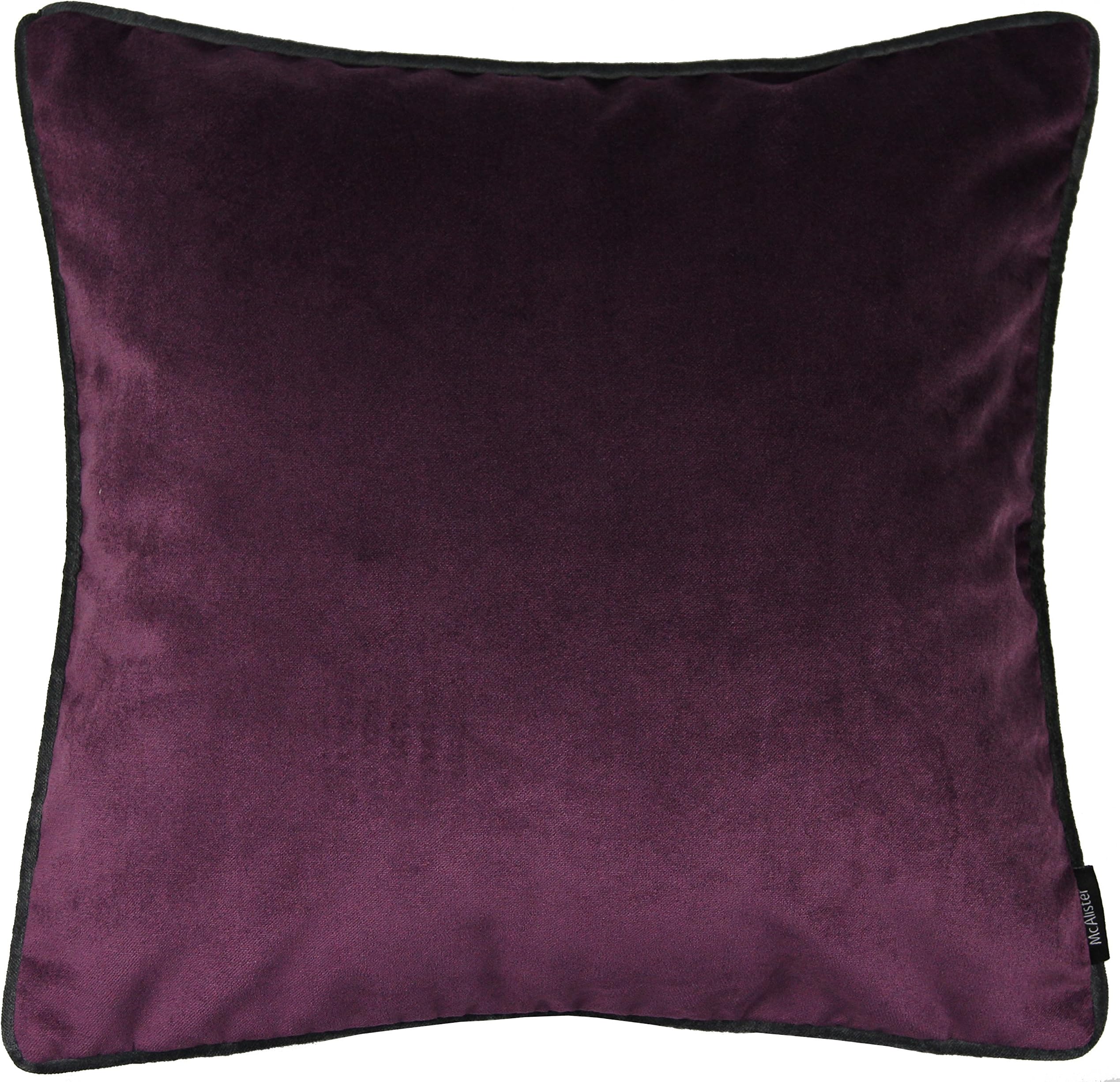 McAlister Textiles Aubergine Purple Matt Velvet Throw Pillow Cover Plain Decorative Scatter Cushion Cover Machine Washable 17" x 17"