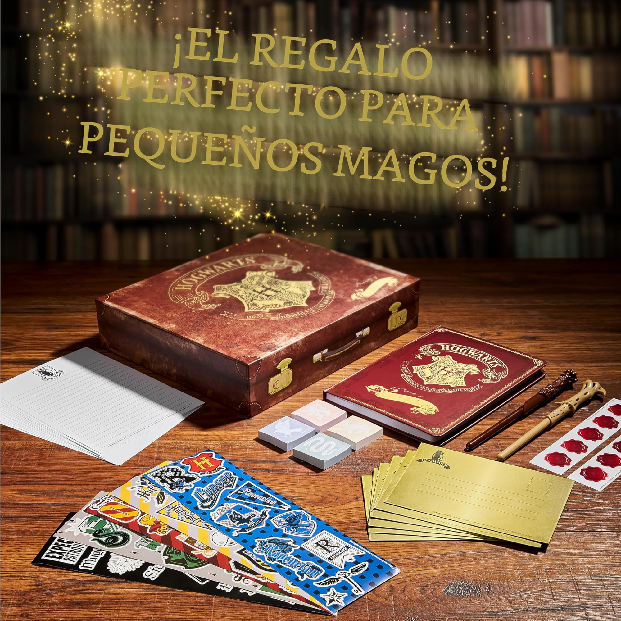 Harry Potter Regalos, Set de Papelería con Cuaderno de Notas de Hogwarts, bolígrafo varita, pegatinas y sobres para niños [toy]…