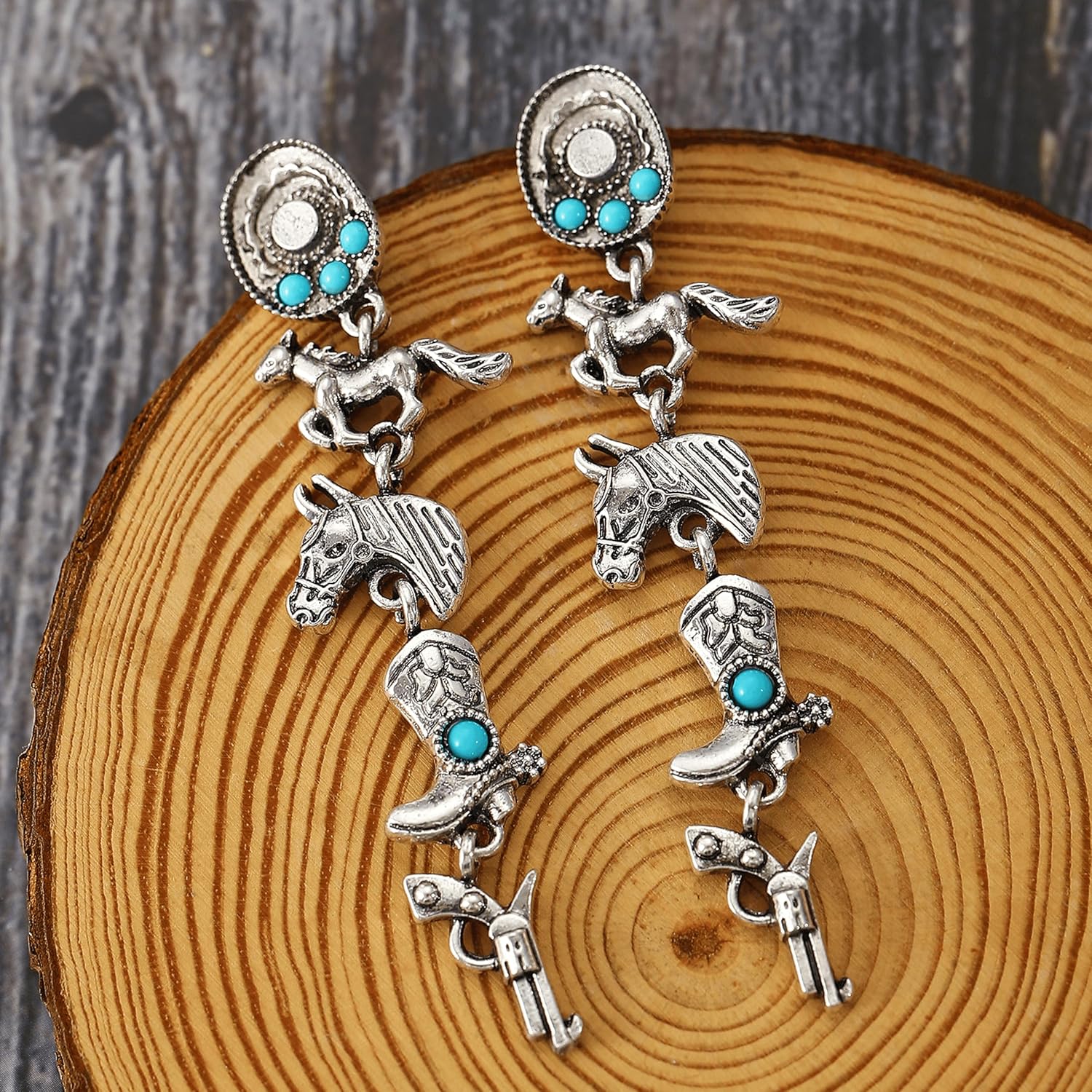 Western Earrings for Women Turquoise Western Jewelry Country Concert Outfit Concho Drop Dangle Earrings - Image 5