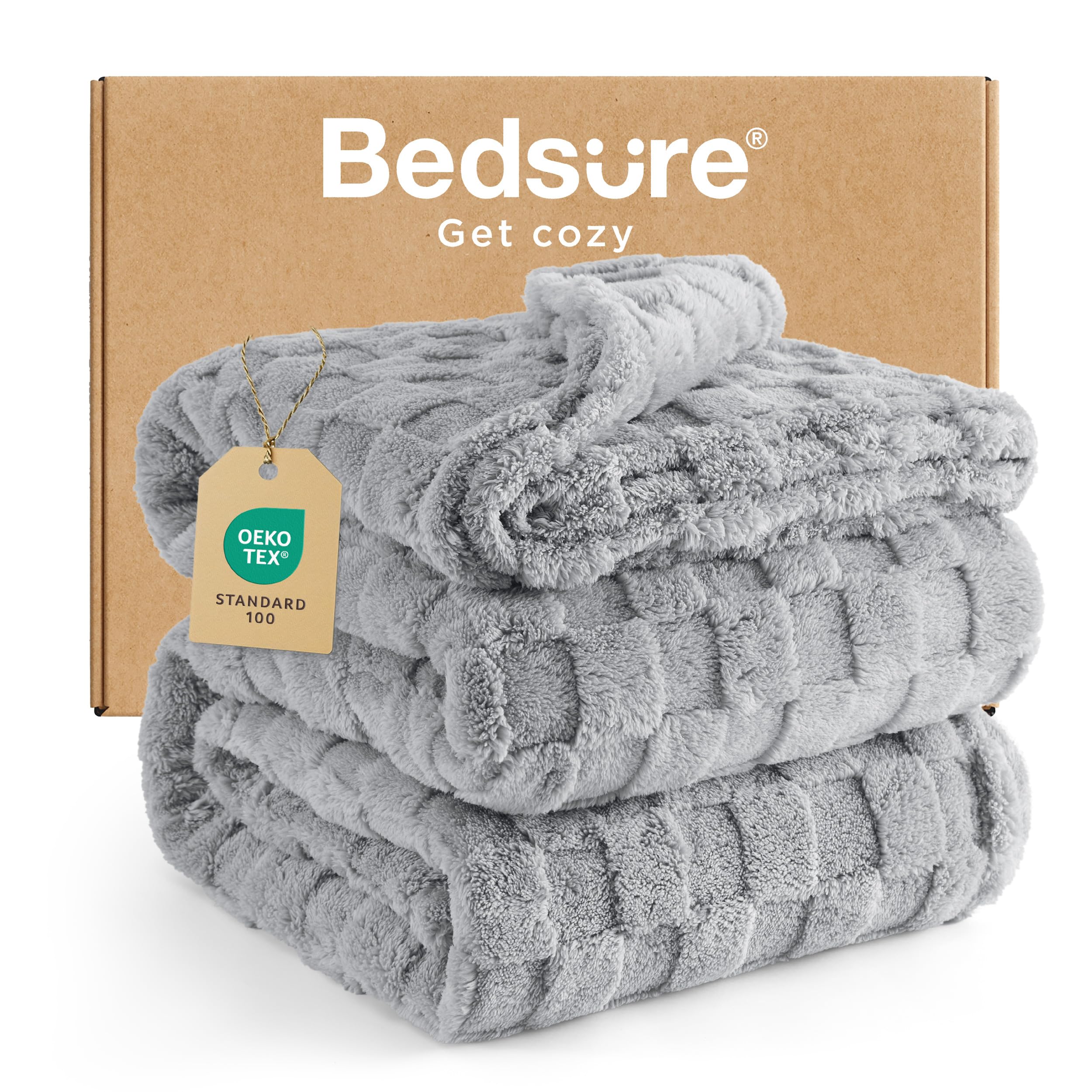Bedsure Bed Blankets King Size - Fleece Blanket Fluffy Cosy Warm Blankets, Soft Cute Double Size Throw Gifts for Women and Girls, Dark Grey, 230x270 cm — view 26