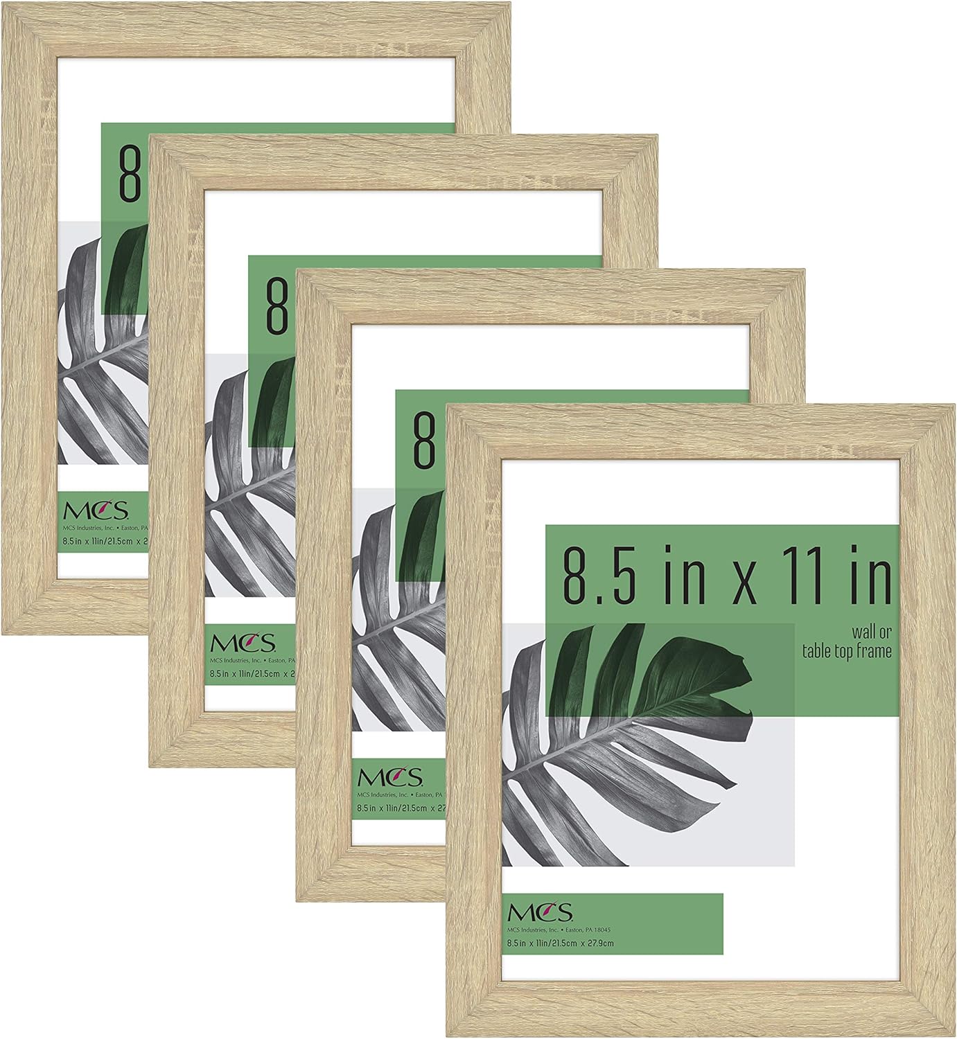 MCS Studio Gallery 8.5x11 Picture Frame Black Woodgrain, Rectangle Photo Frame for Photos, Posters & Art Prints & Easel for Tabletop Display (4-Pack)