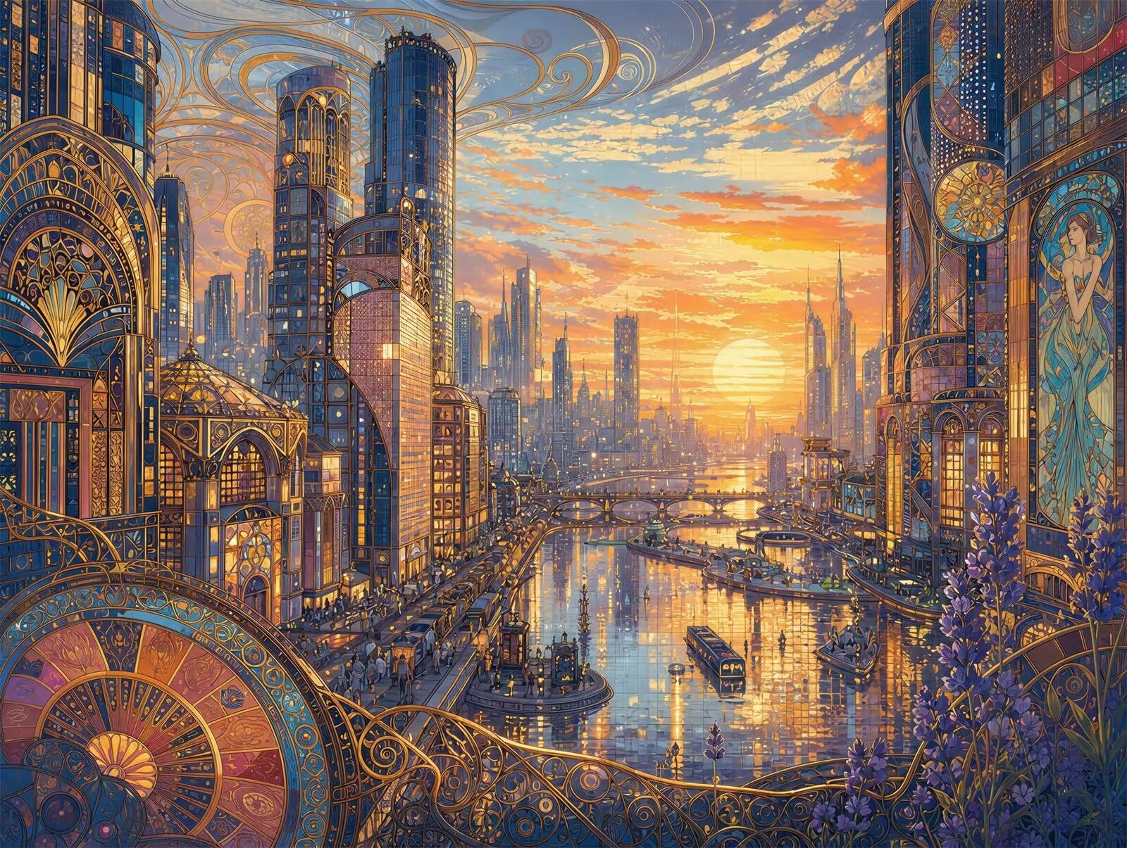 Puzzle 4000 pezzi Città vivace per Adulti, 141x87cm Puzzle Adulti 4000 pezzi, Giochi Di Puzzle per Tutta La Famiglia, Un Regalo Festivo per Gli Amici in Una Bella Confezione