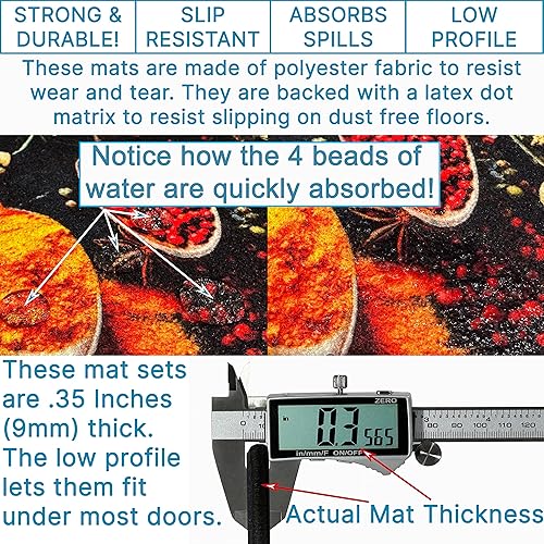 Miniatura 4 de UpNUpCo Alfombras de cocina artísticas y coloridas para el suelo, antideslizantes, juego de tapetes de cocina de granja, alfombras de cocina de