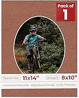 Vista 123 de Tapete de 11 x 14 pulgadas, corte biselado para fotos de 8 x 10 pulgadas, diseño de ante beige precortado, apertura de tablero ovalado, sin ácidos