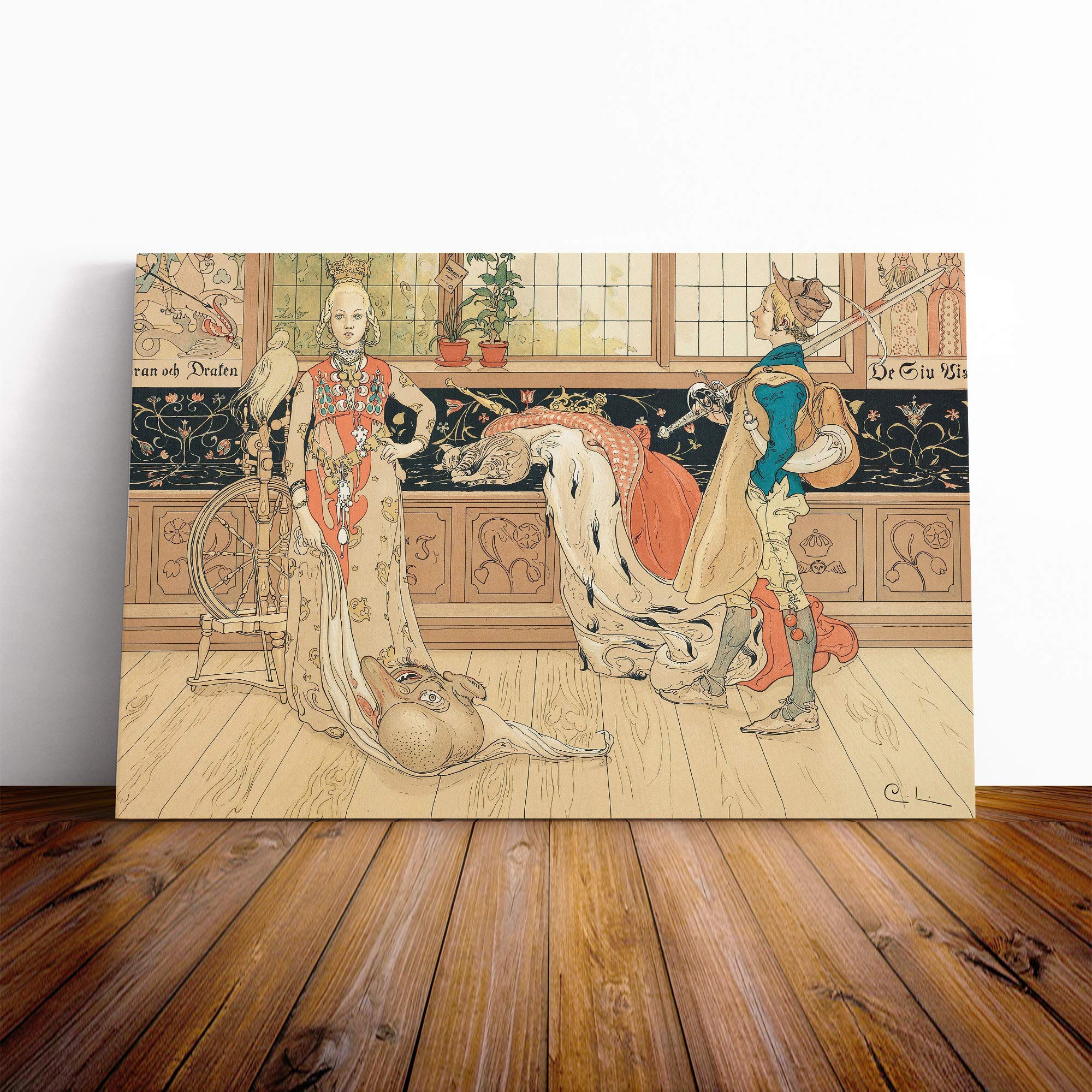 Wall Carl Larsson Art Canvas Print | Gallery Wrapped 30mm Frame Wall Art | 20x14 inches | Ready to Hang | Contemporary Picture | Living Room Bedroom Lounge Office