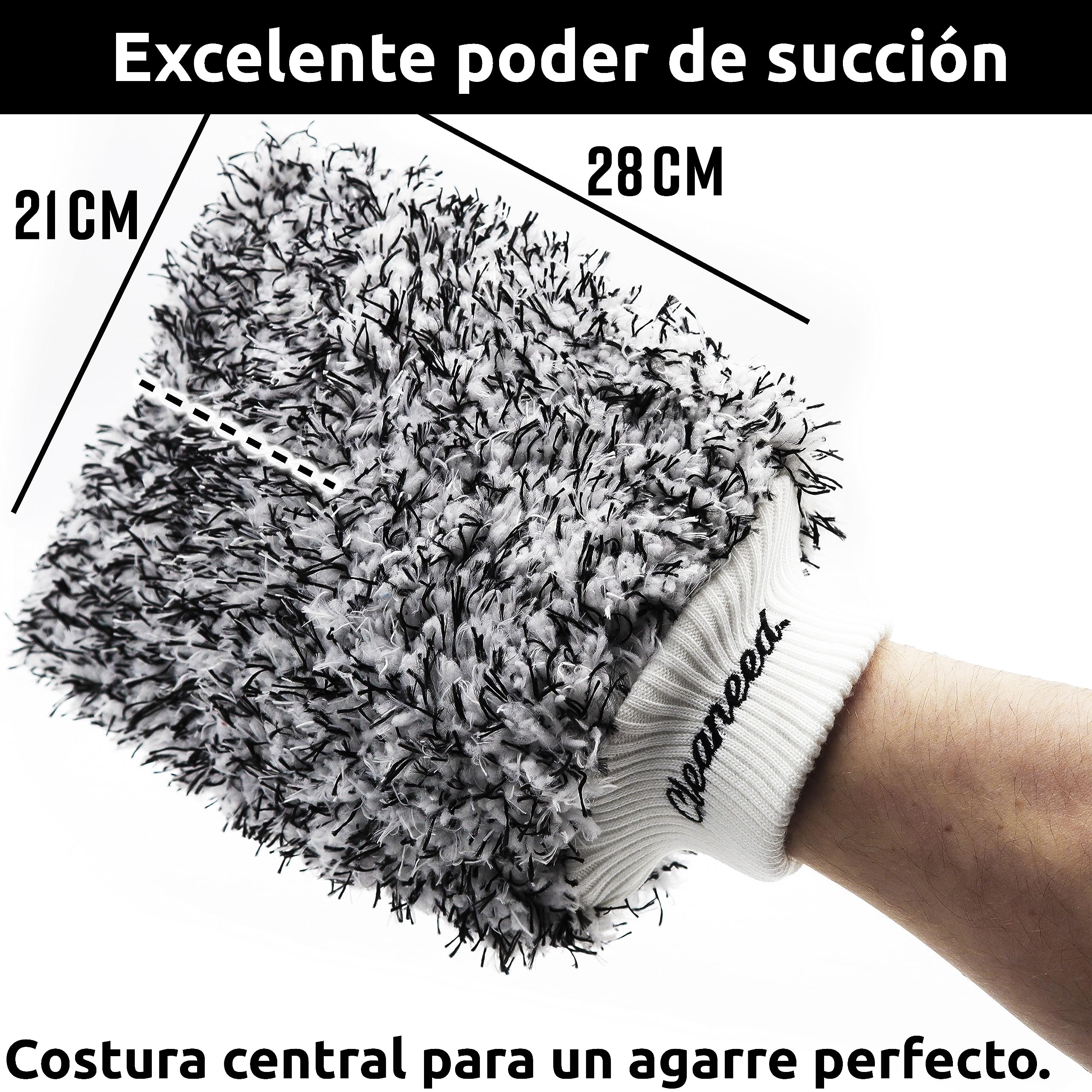 Guante de Lavado Premium - Especialmente Suave con la Pintura Gracias a la Microfibra Extra Suave - Sin residuos - Extra Absorbente - para Coche, Llantas y Moto - Esponja para Coche