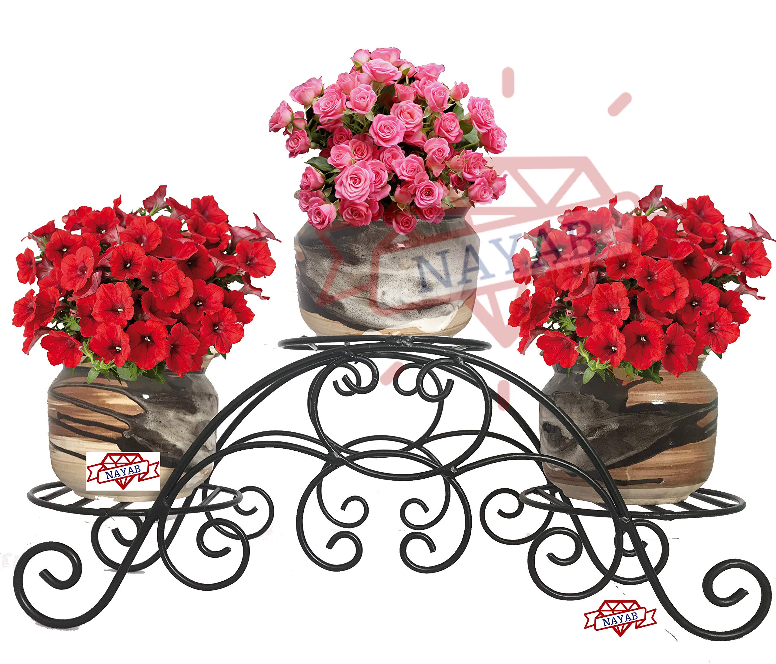 NAYAB 3 Tier Tuscan Style Garden Flower Pot Stand Balcony Indoor/Outdoor Plant Holder Multiuse Display Rack (B079R2YXMP) Amazon Price History, Amazon Price Tracker