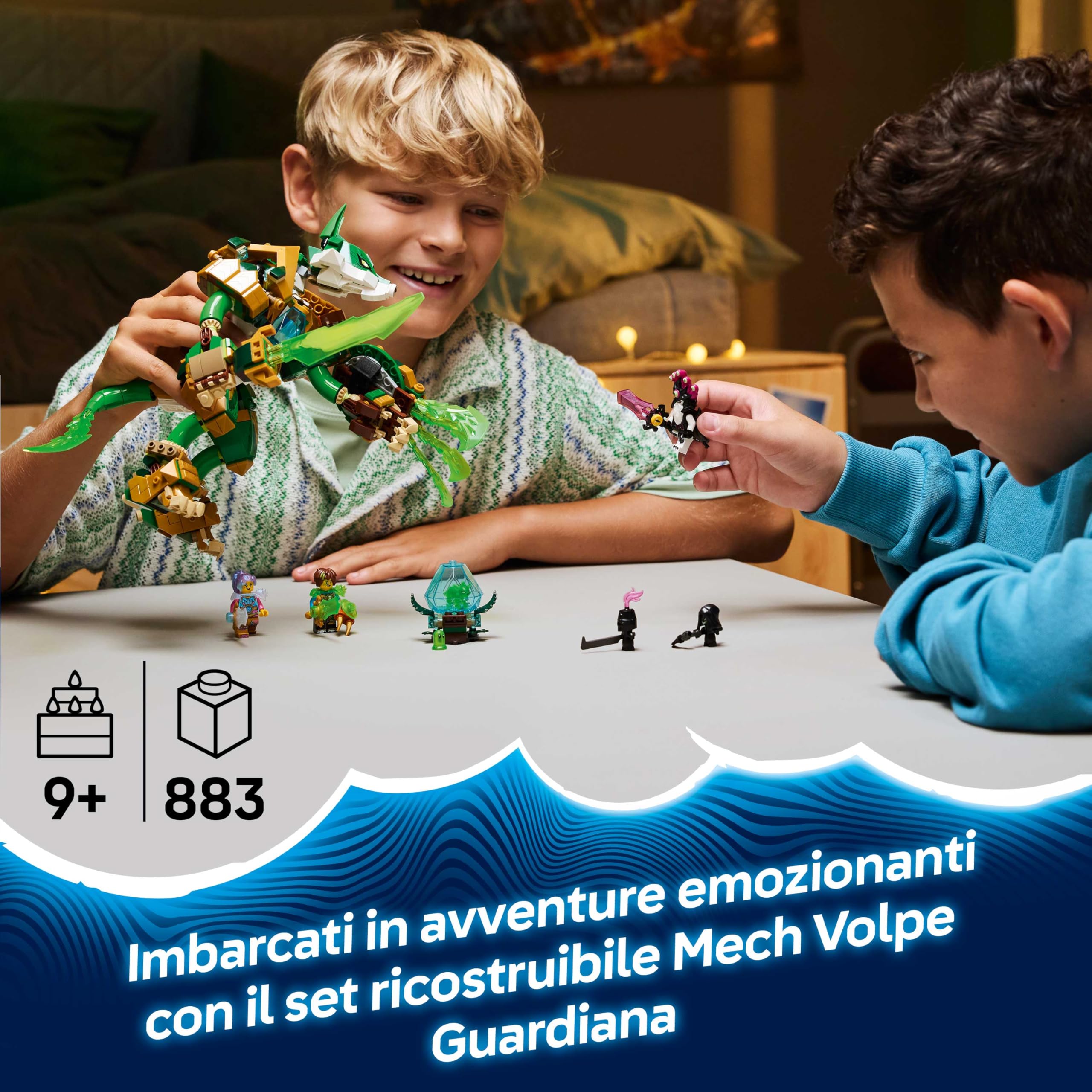 LEGO DREAMZzz 2in1 Mech Volpe Guardiana - Action Figure Giocattolo Trasformabile in Volpe Guerriera - con 3 Minifigure e Creatura del Tesoro Verde da Collezione - Regalo per Bambini da 9 Anni - 71508