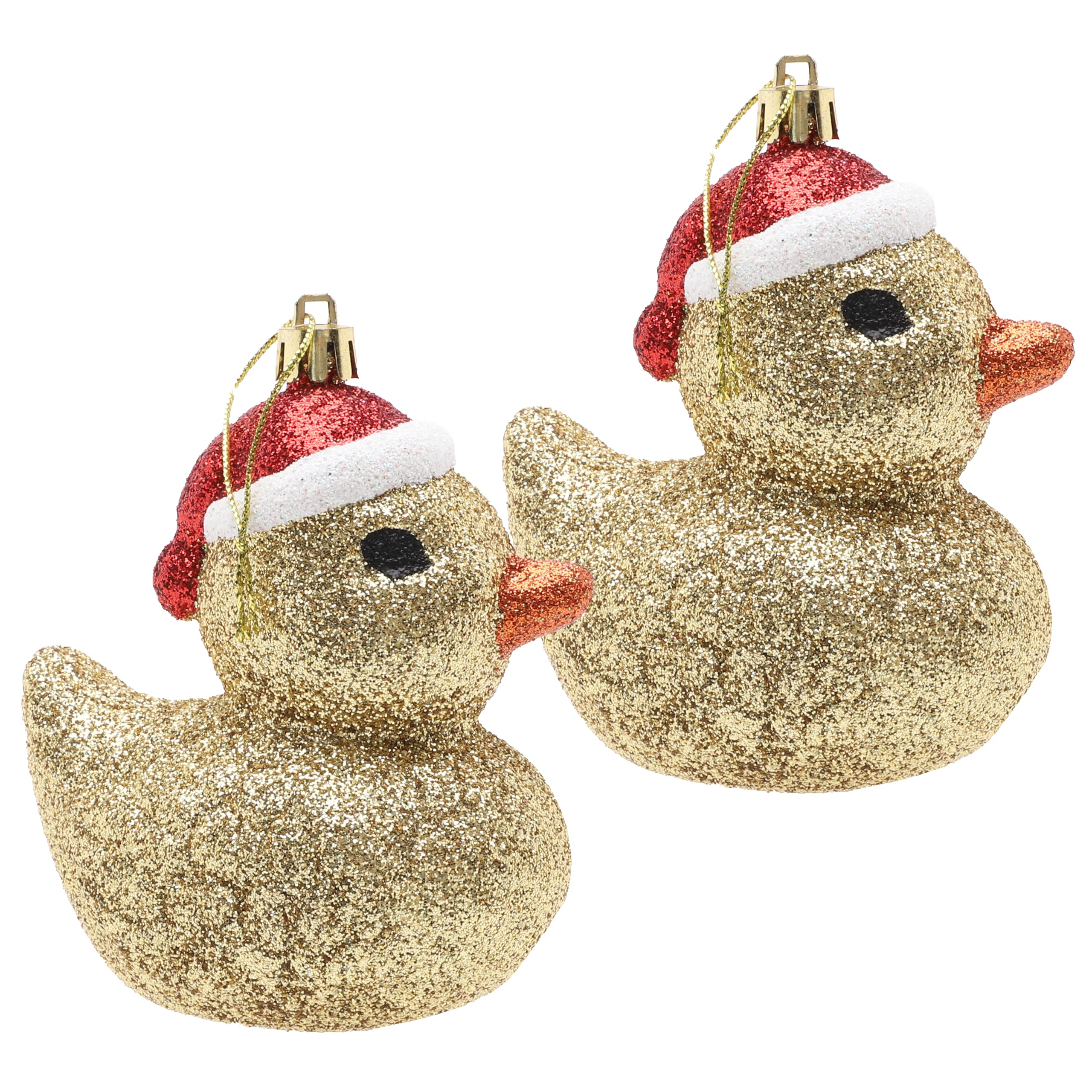 Christmas Concepts® Pack of 2-110mm (4.3") Gold Glittery Festive Duck Baubles - Christmas Tree Decorations